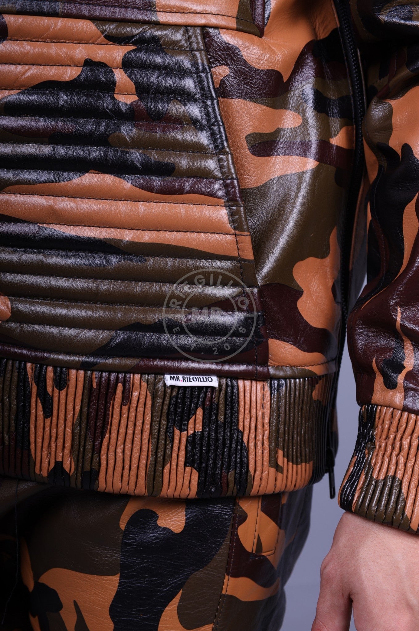 Leder Hoodie in Camouflage