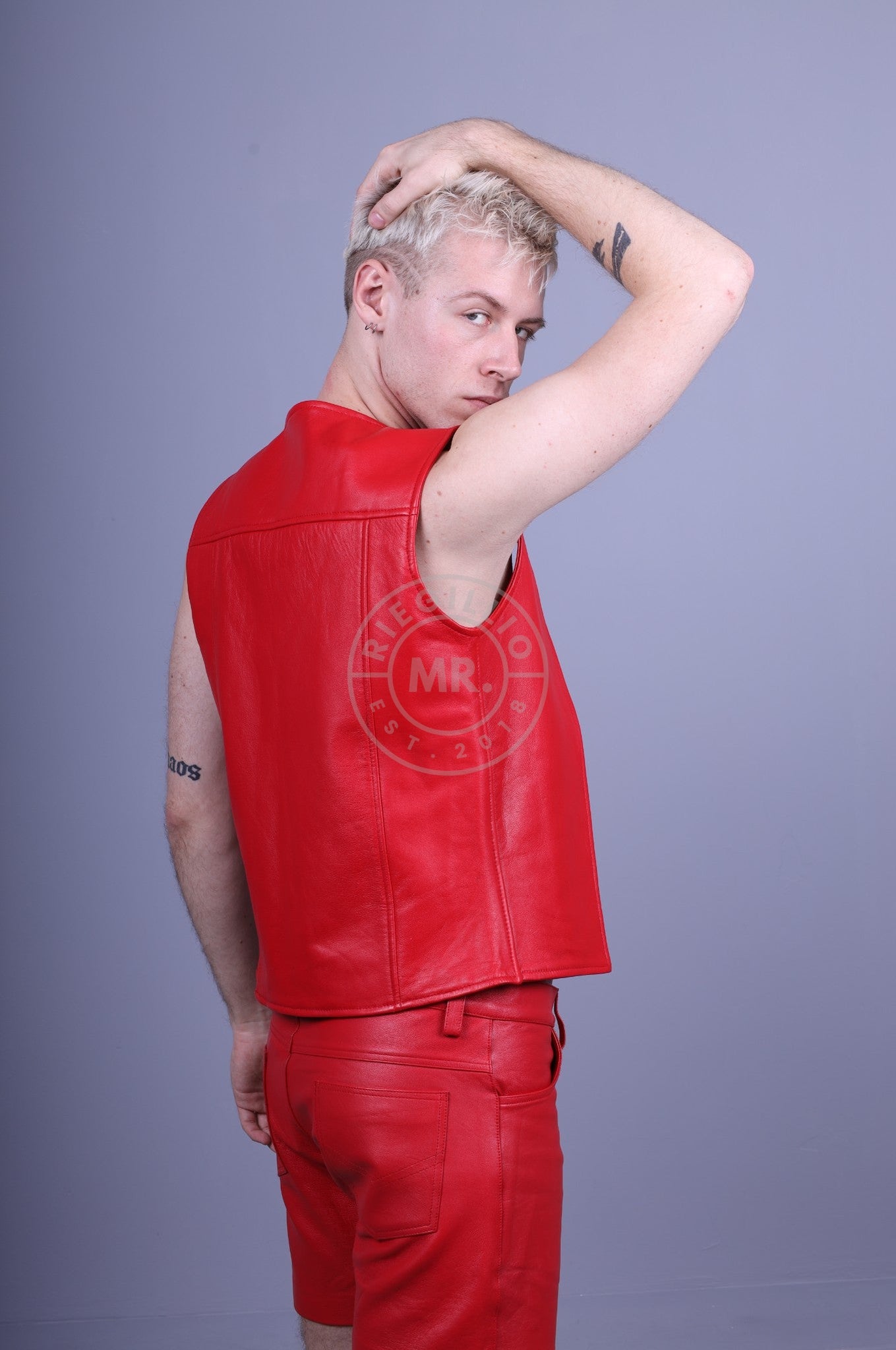 Leather Waistcoat - Red at MR. Riegillio
