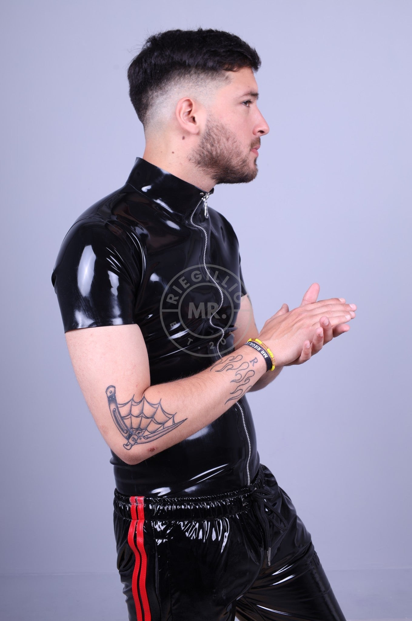 Rubber Zip T-Shirt - Collar-at MR. Riegillio