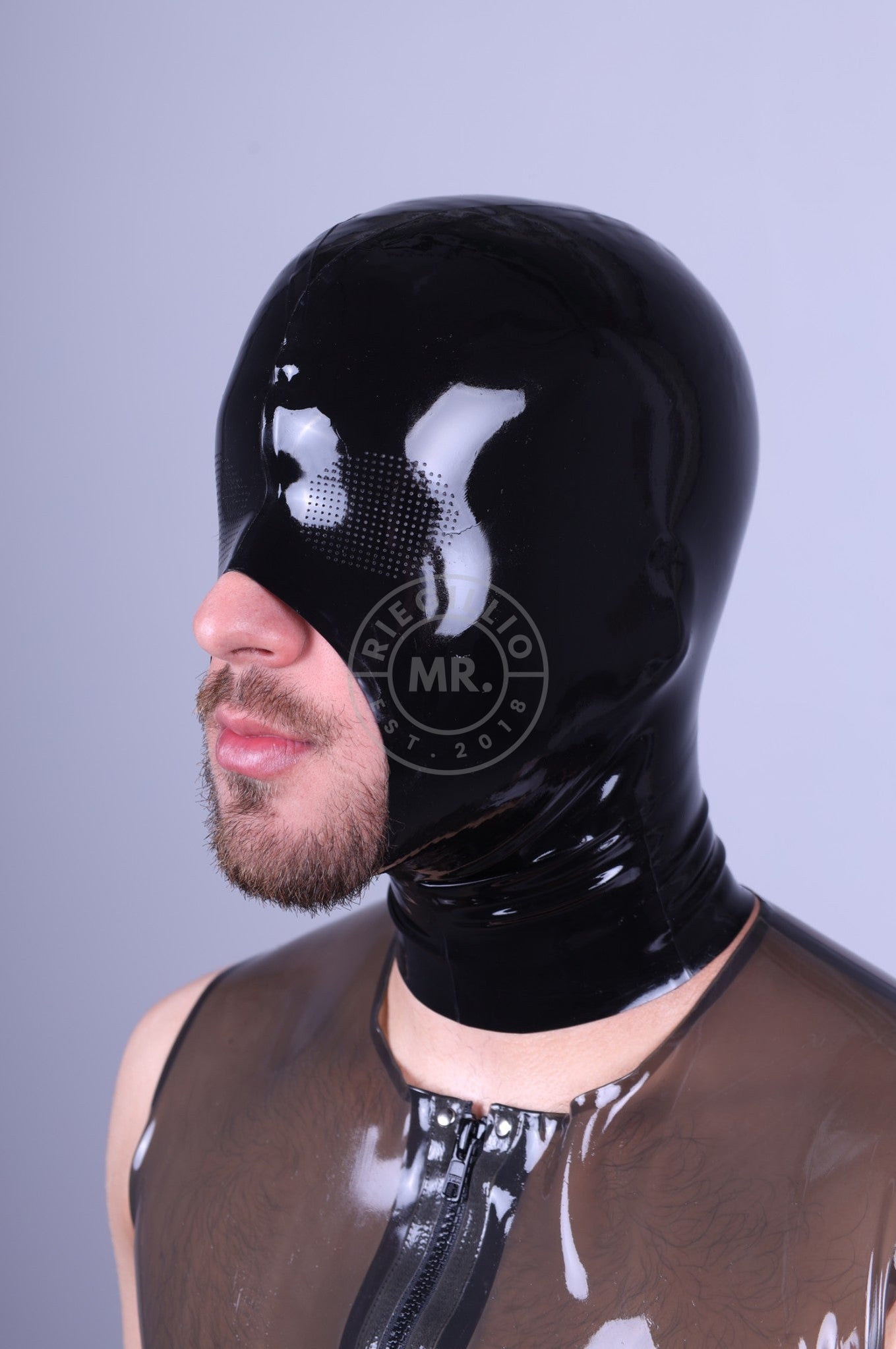 Rubber Micro Perforated Hood - Open Mouth-at MR. Riegillio