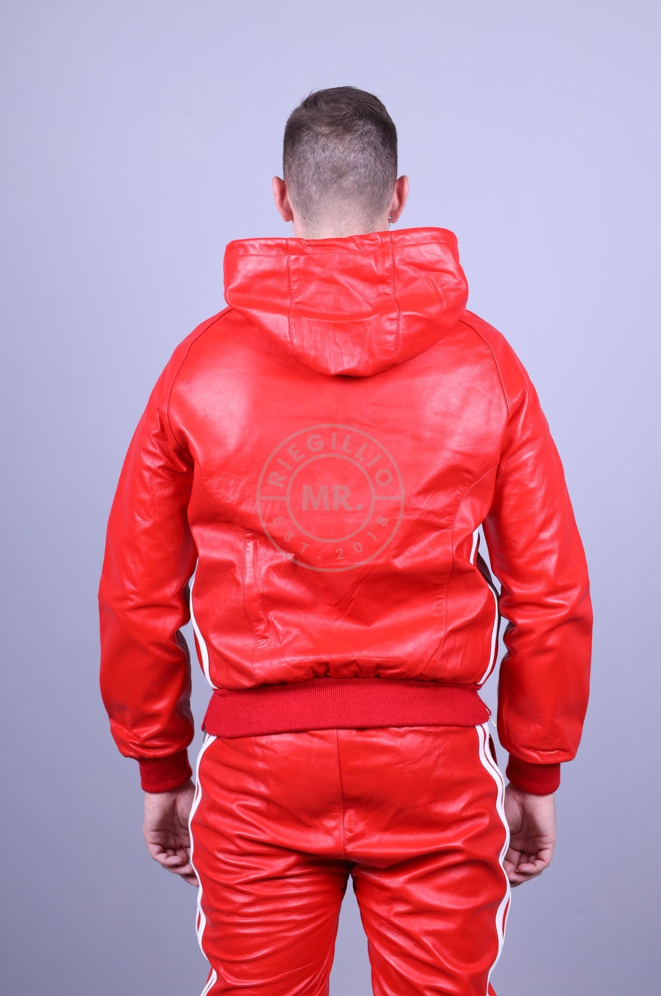 Roter Leder-Sport-Hoodie *AUSLAUFARTIKEL*