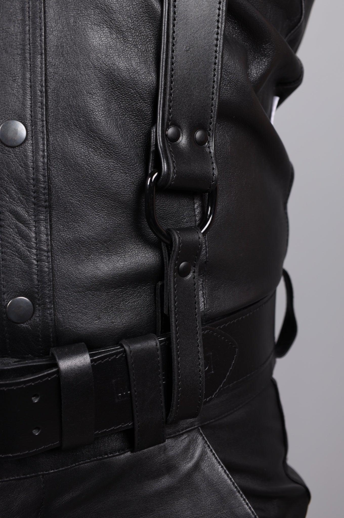 Black Leather Suspenders - Belt Loops at MR. Riegillio