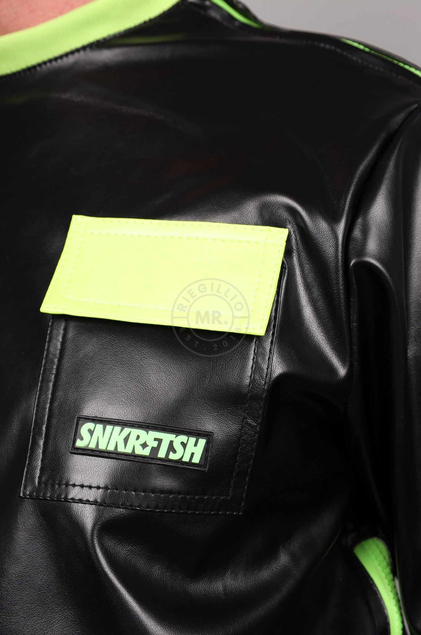 SNKRFTSH Black Vegan Leather Sweater - Neon Touch at MR. Riegillio