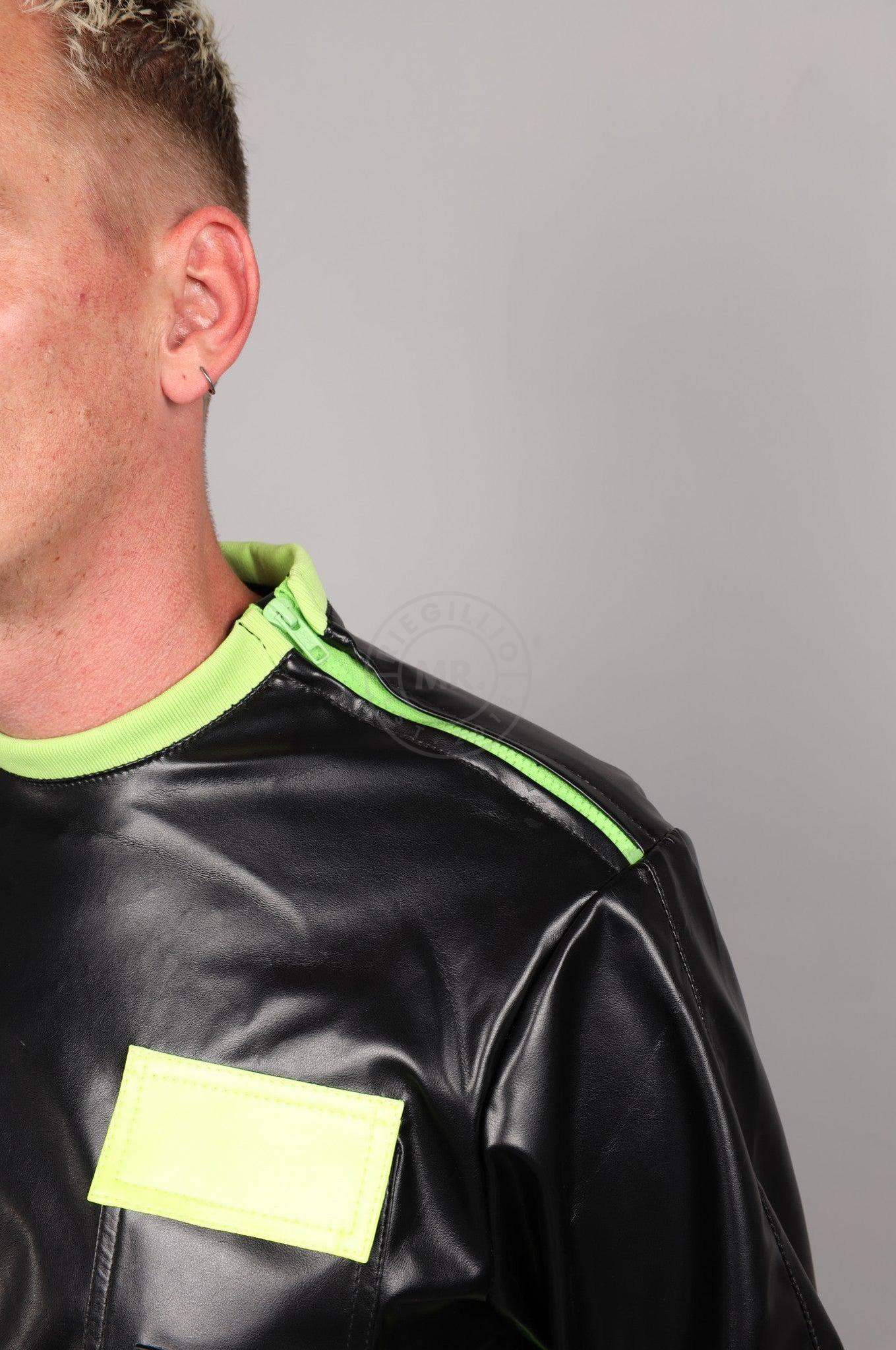 SNKRFTSH Black Vegan Leather Sweater - Neon Touch at MR. Riegillio