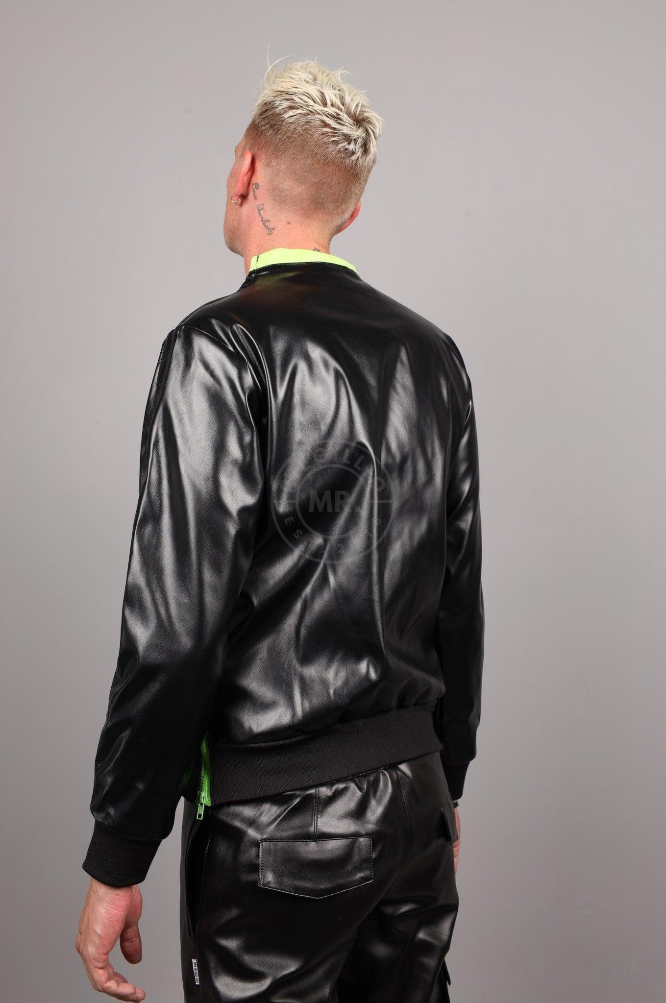 SNKRFTSH Black Vegan Leather Sweater - Neon Touch at MR. Riegillio