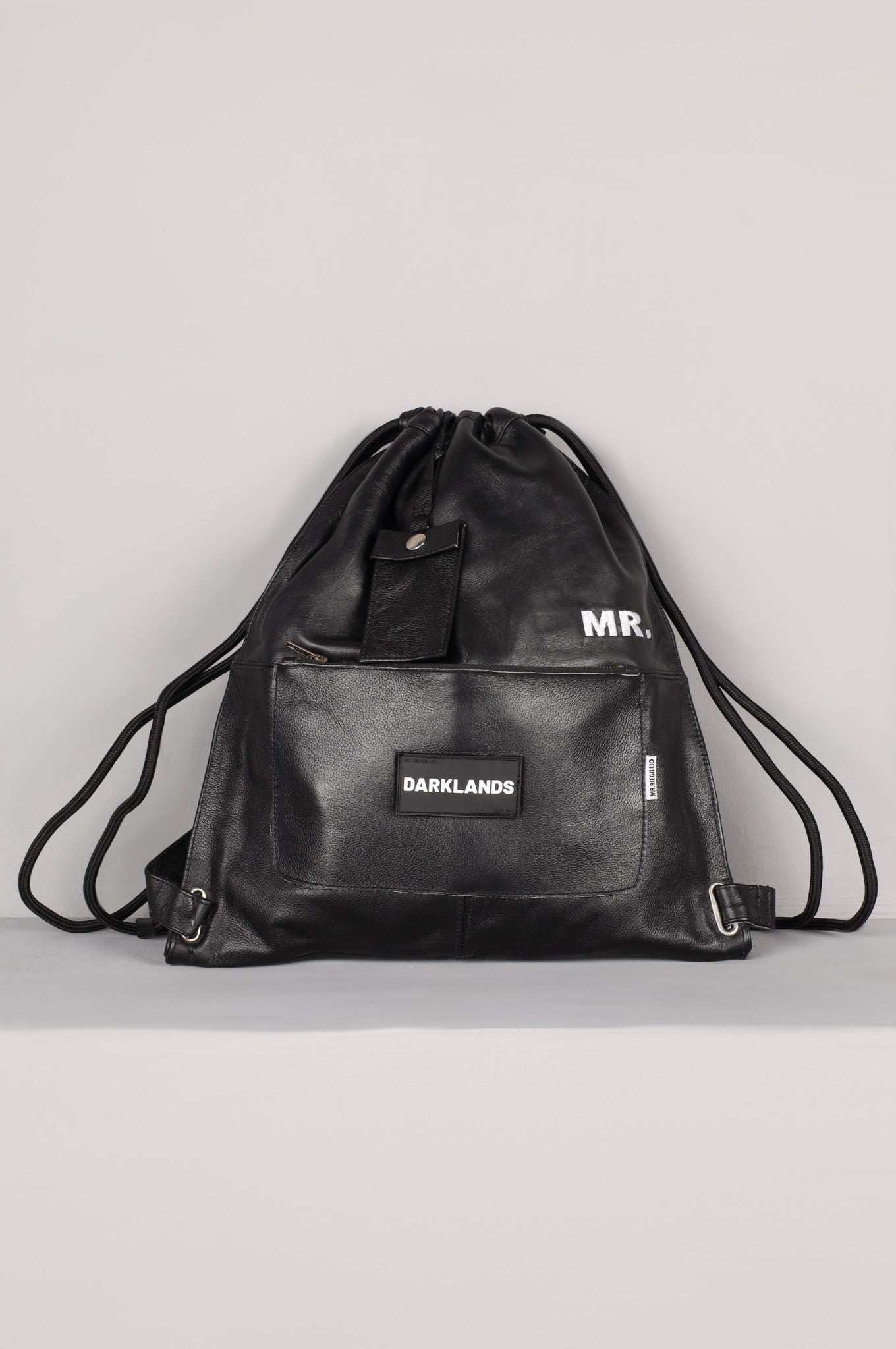 Leather Backpack Full Black - Darklands Patch at MR. Riegillio
