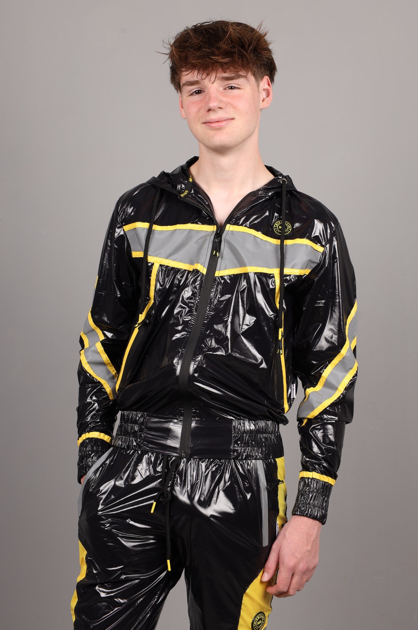 Shiny Nylon BASE Tracksuit Jacket - Yellow