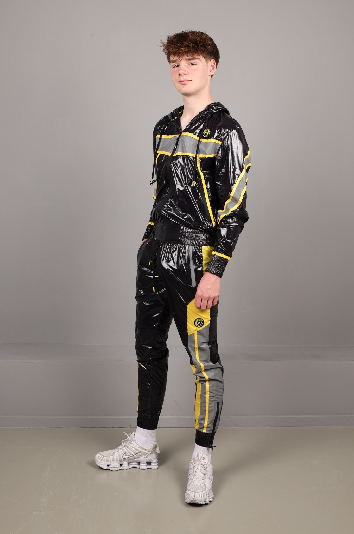 Shiny Nylon BASE Tracksuit Pants - Yellow