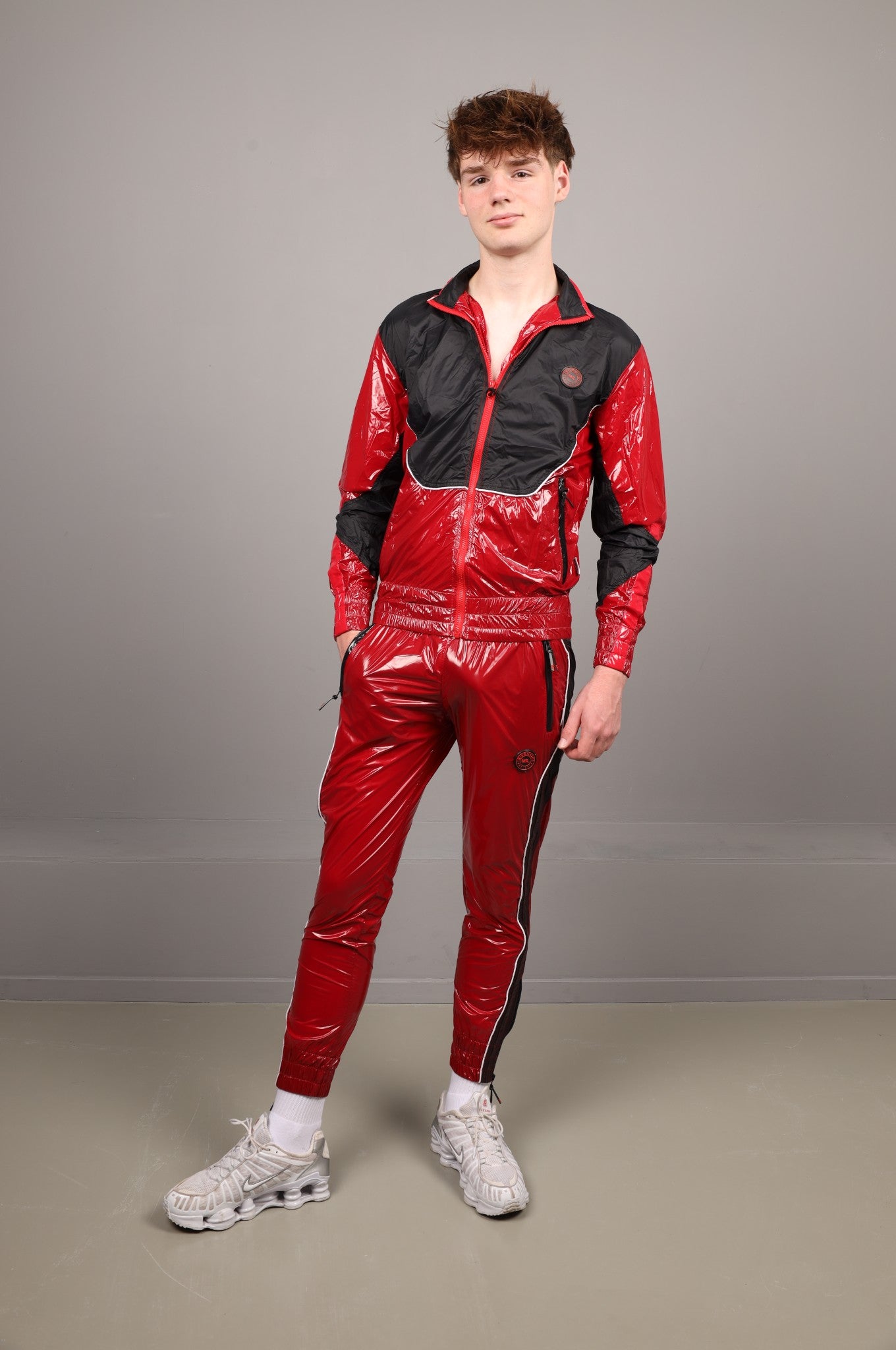 Shiny Nylon 24 Tracksuit Jacket - Red