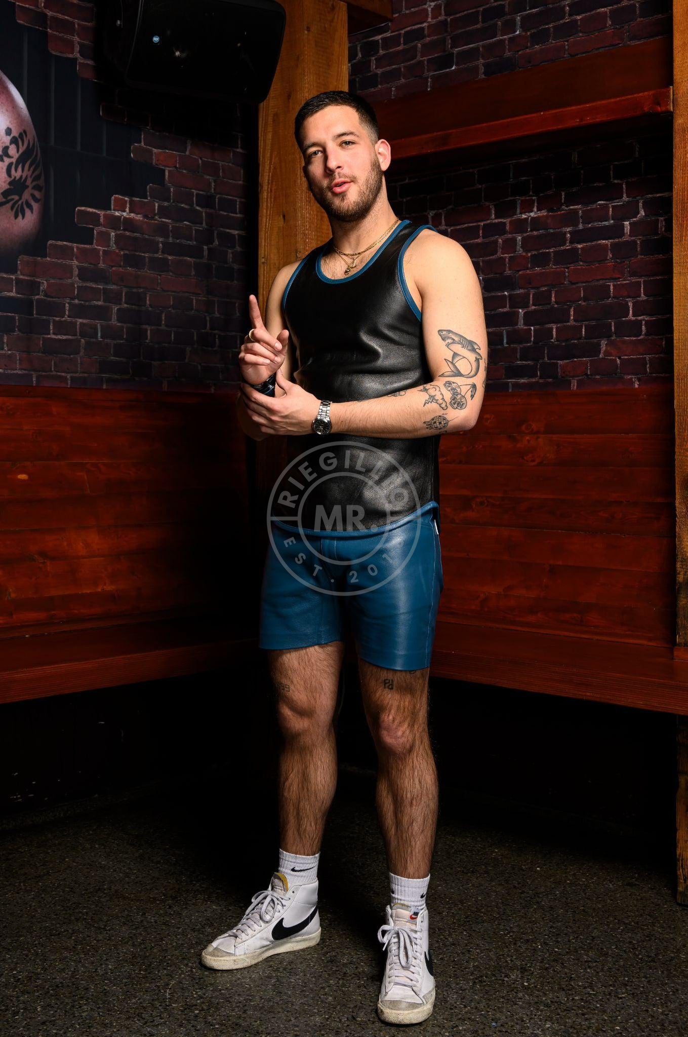 Leather 5 Pocket Short - Jeans Blue at MR. Riegillio