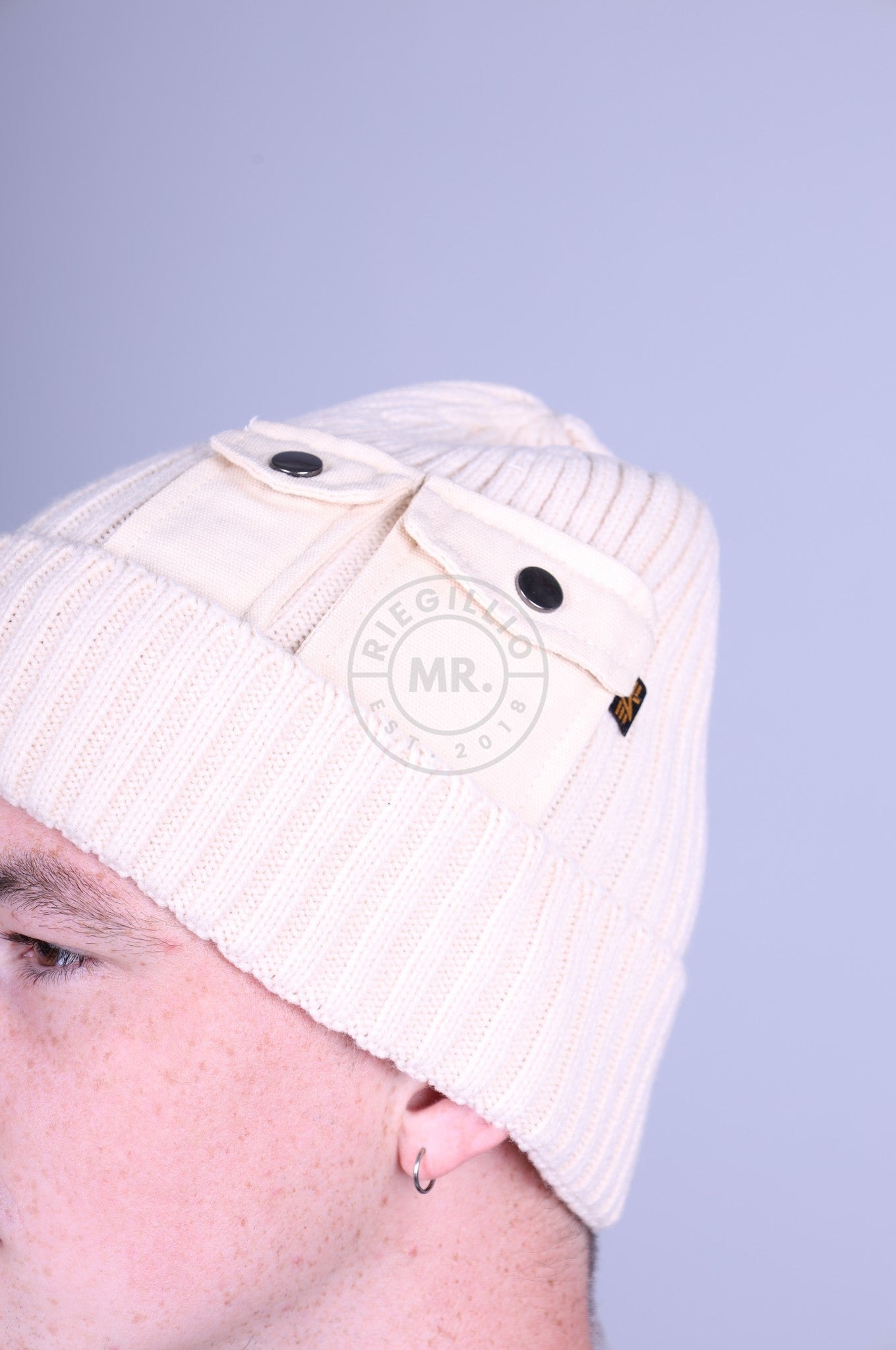 Alpha Industries Utility Beanie - Jet Stream White at MR. Riegillio