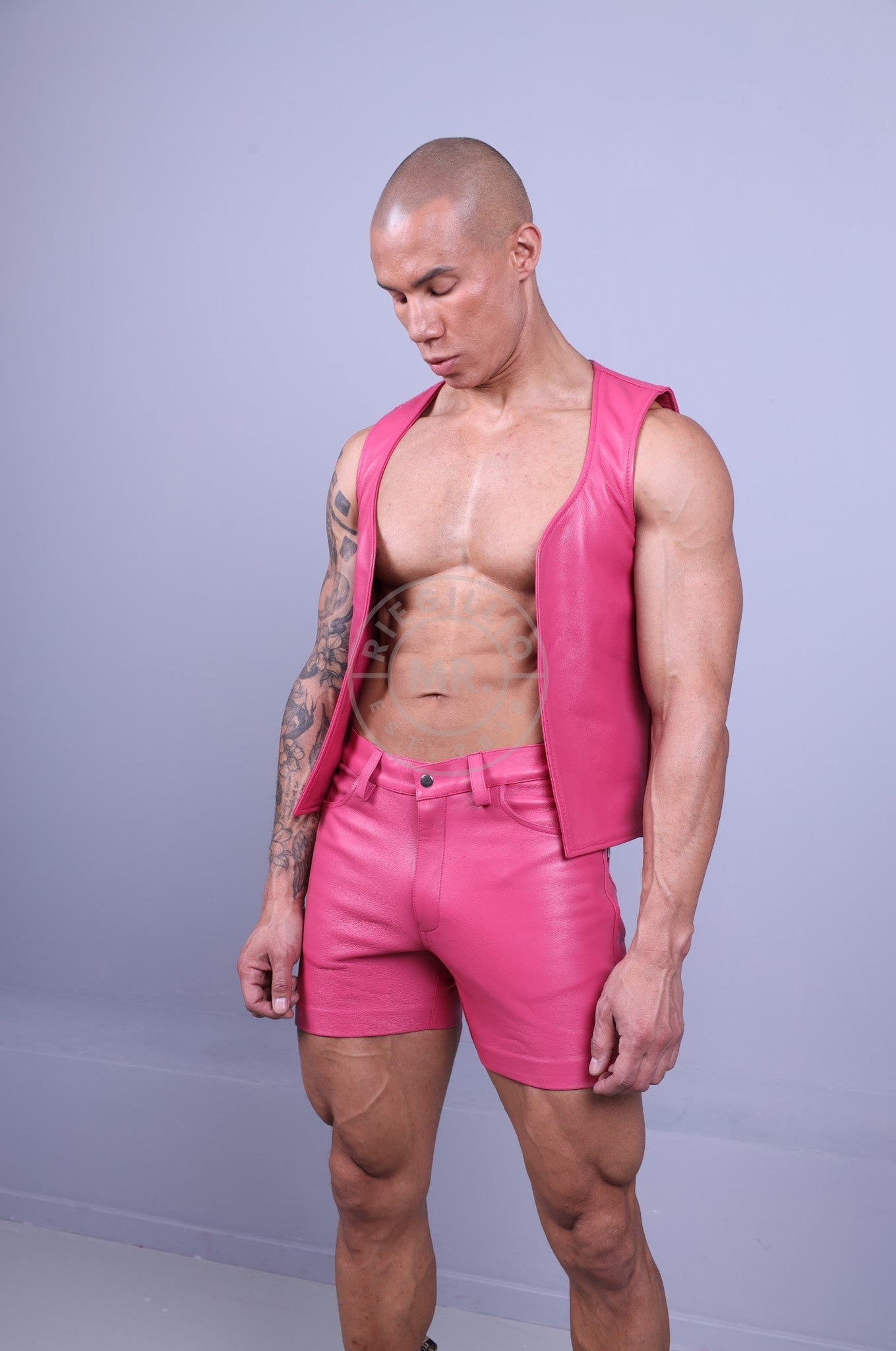 Leather Waistcoat - Pink at MR. Riegillio
