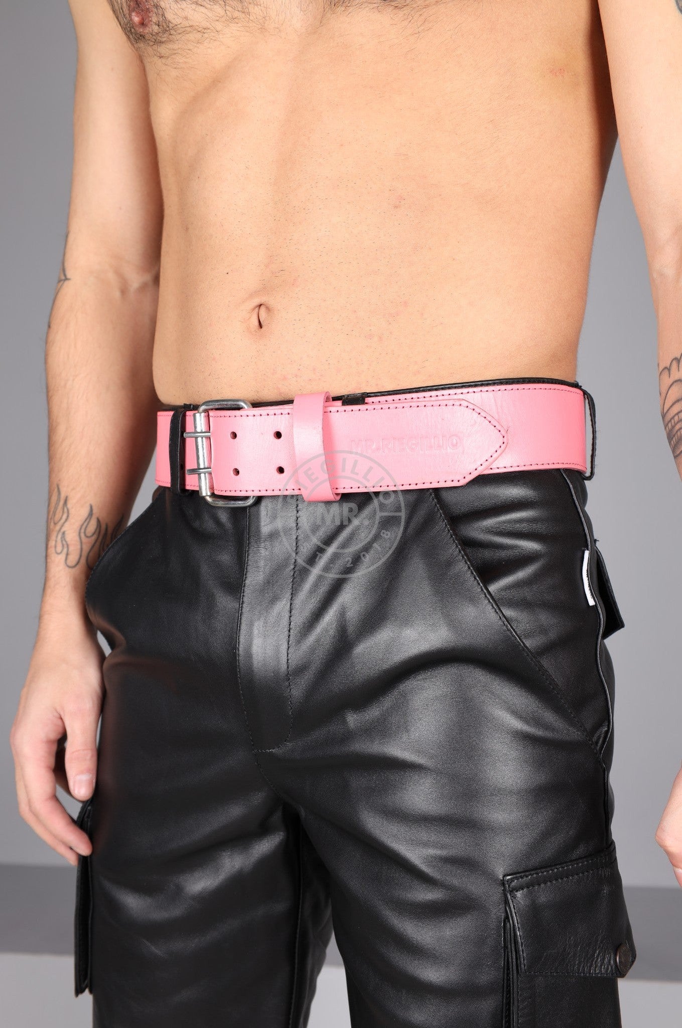 Soft Pink Leather Belt at MR. Riegillio