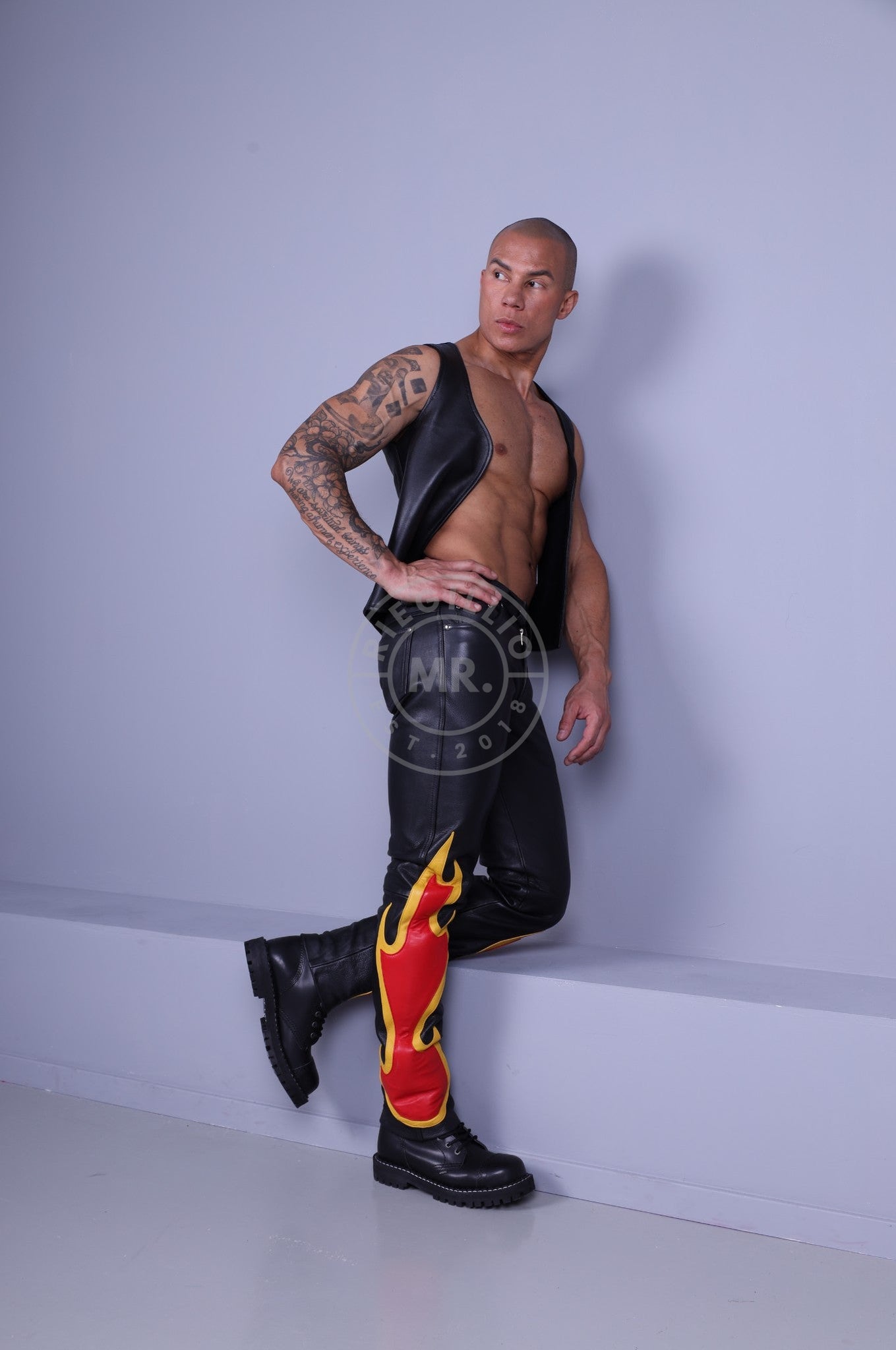 Flame Leather Pants at MR. Riegillio