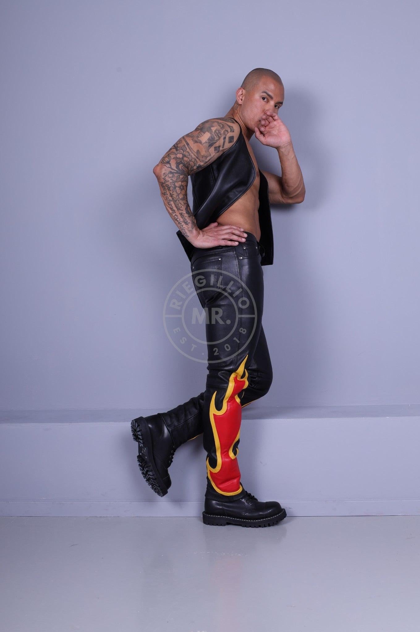 Flame Leather Pants at MR. Riegillio