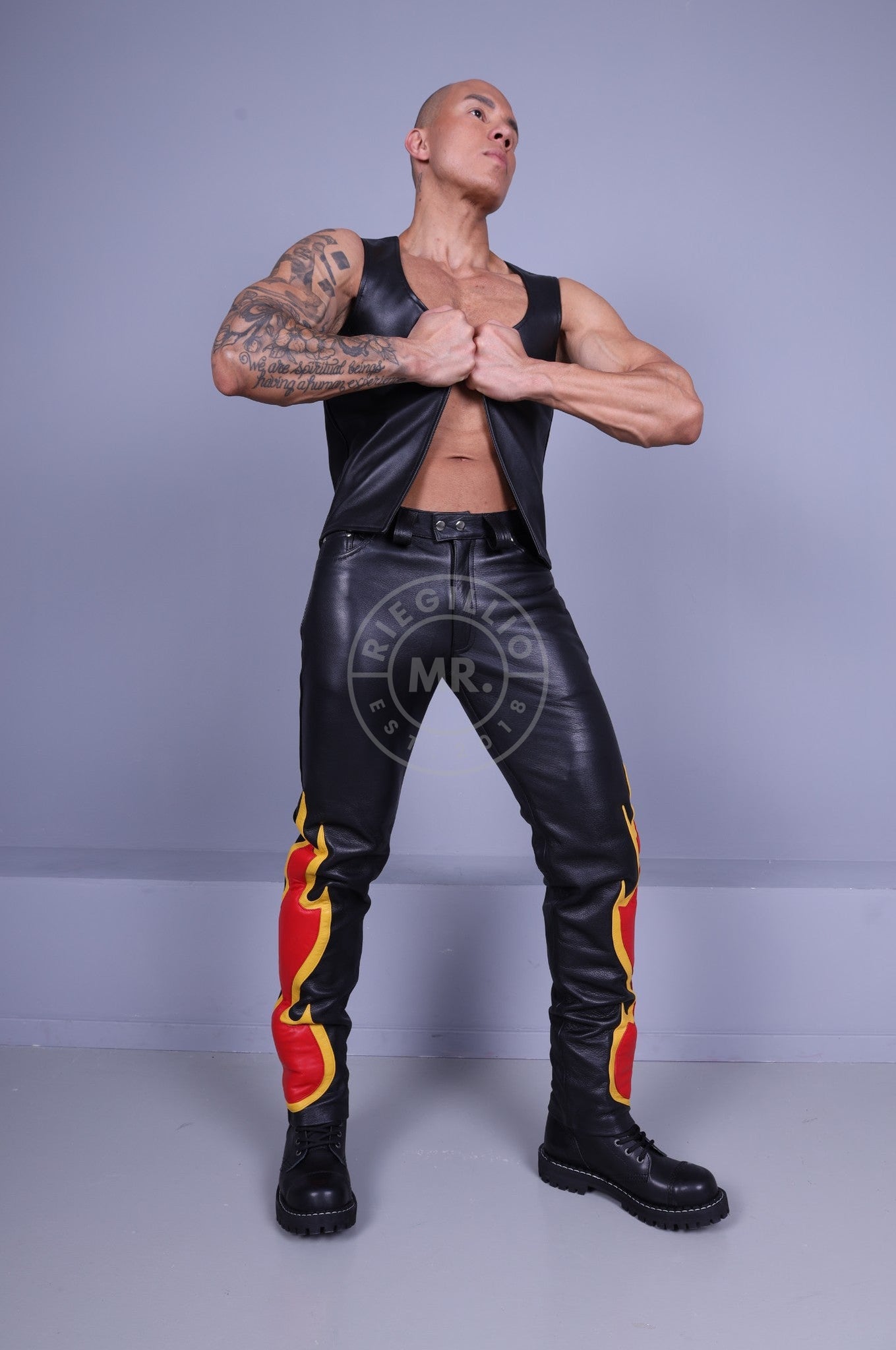 Flame Leather Pants at MR. Riegillio