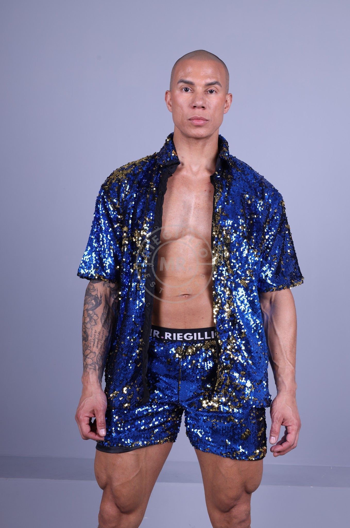 Blue Sequin Shirt-at MR. Riegillio