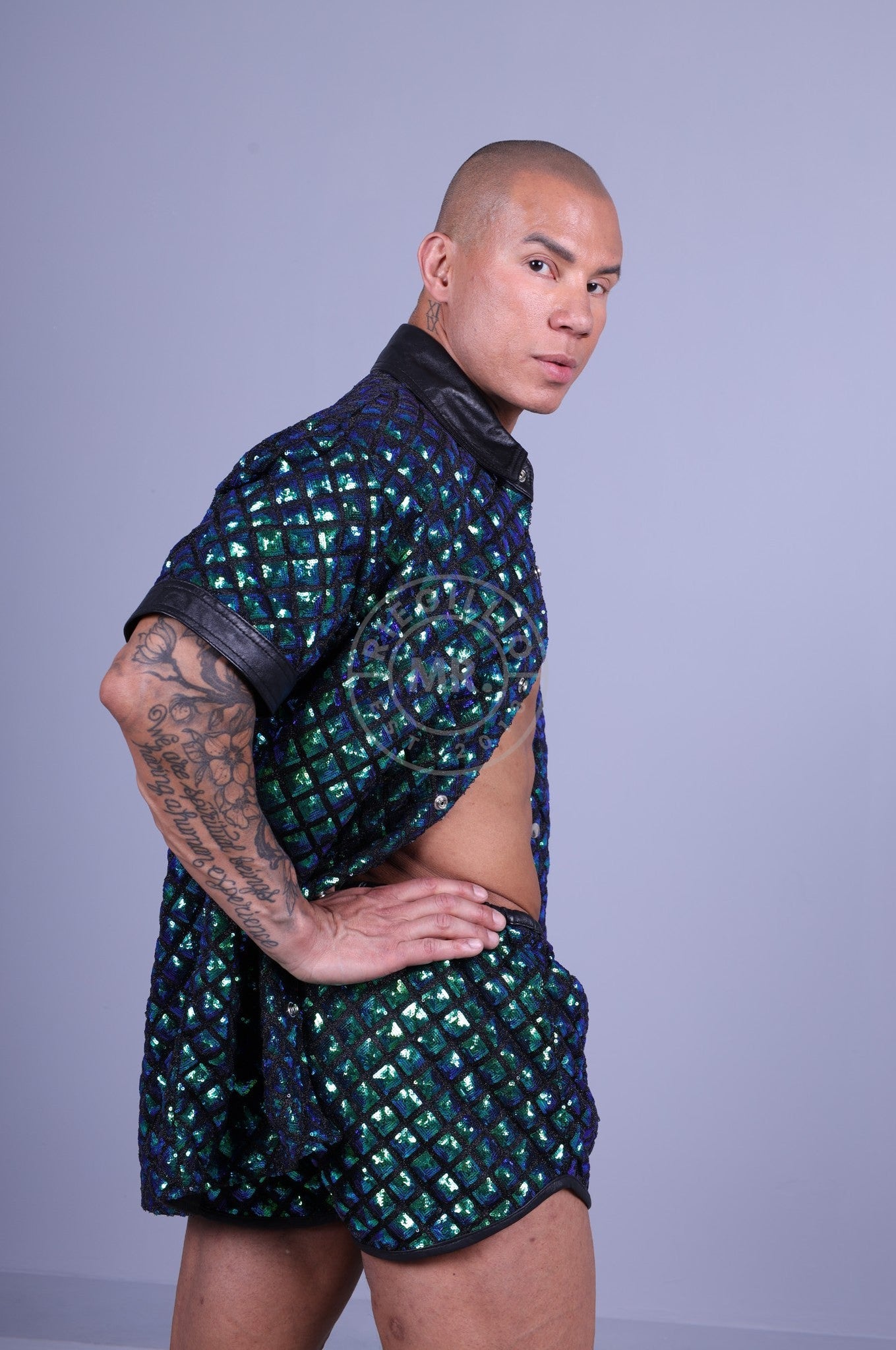 Square Sequin Shirt Green at MR. Riegillio