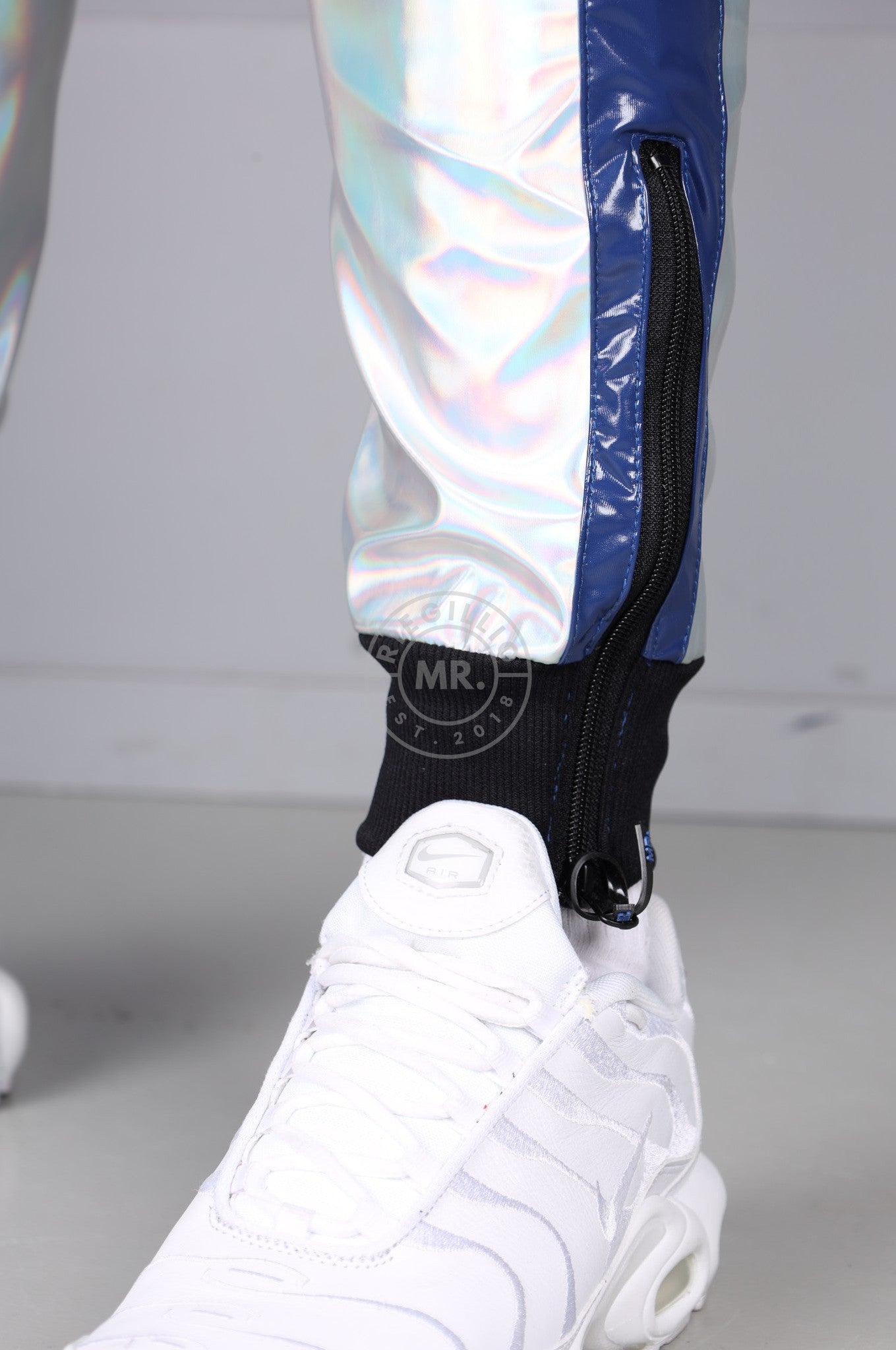 № 001 Holographic PVC Tracksuit Pants at MR. Riegillio