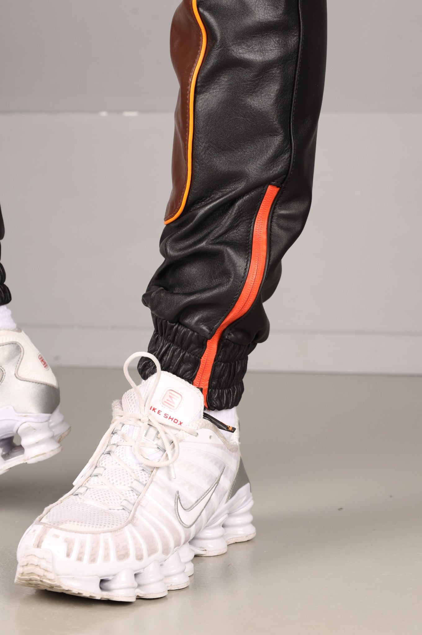 Leather Tracksuit Pants - Brown/Black