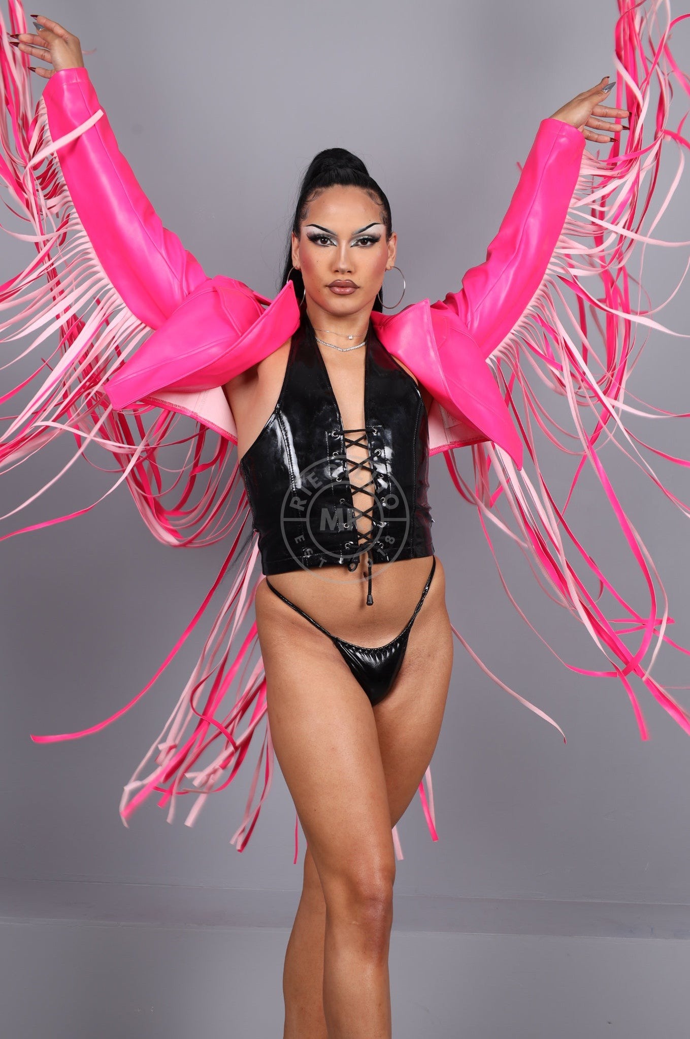 MR. Cropped Fringe Jacket - Neon Pink at MR. Riegillio