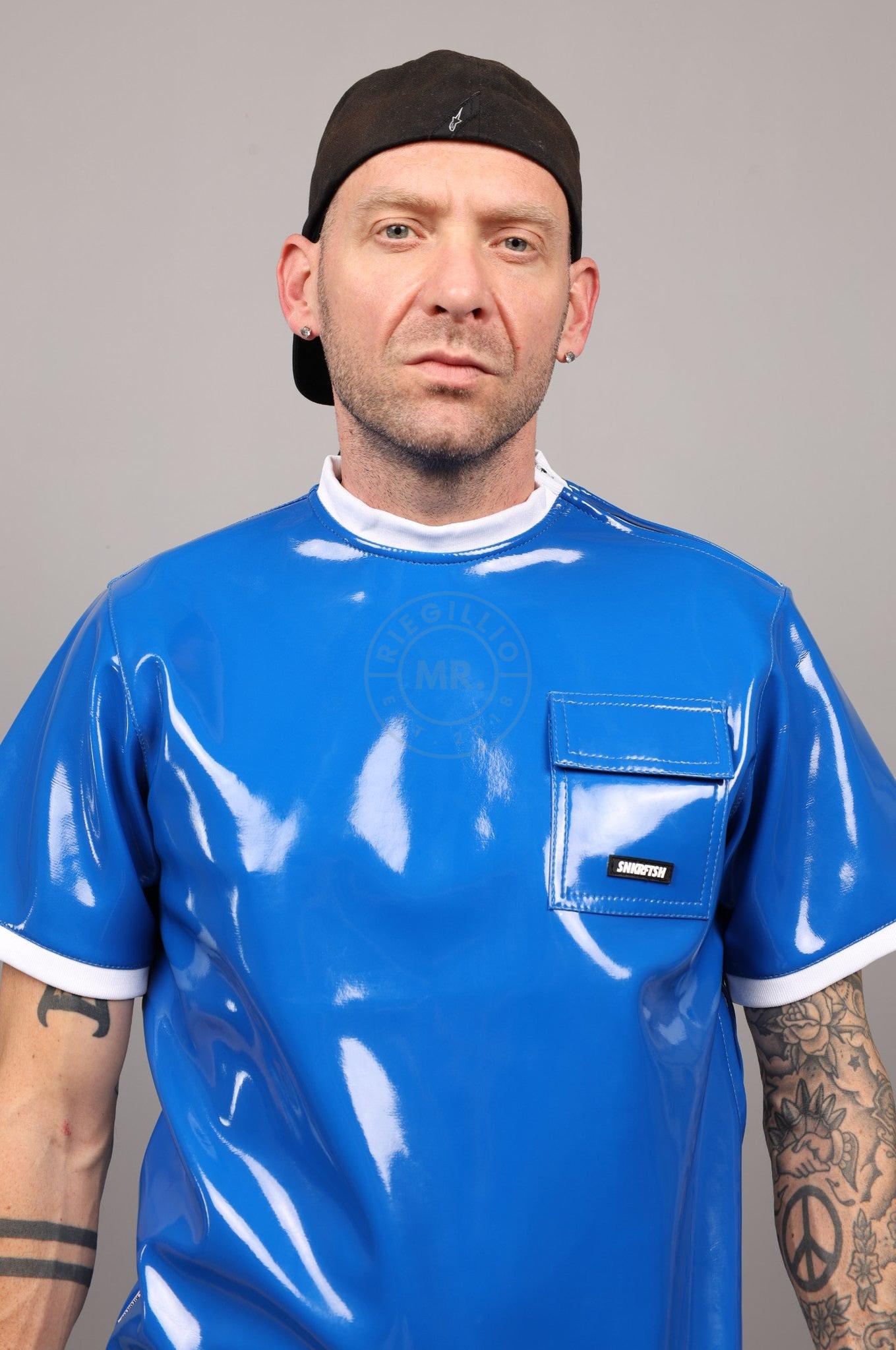 SNKRFTSH White / Blue PVC T-Shirt at MR. Riegillio