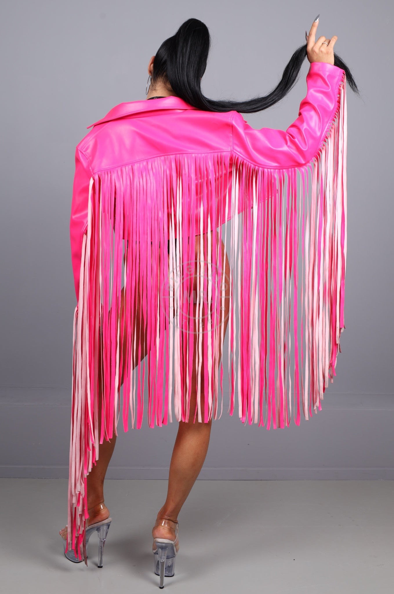 MR. Cropped Fringe Jacket - Neon Pink at MR. Riegillio