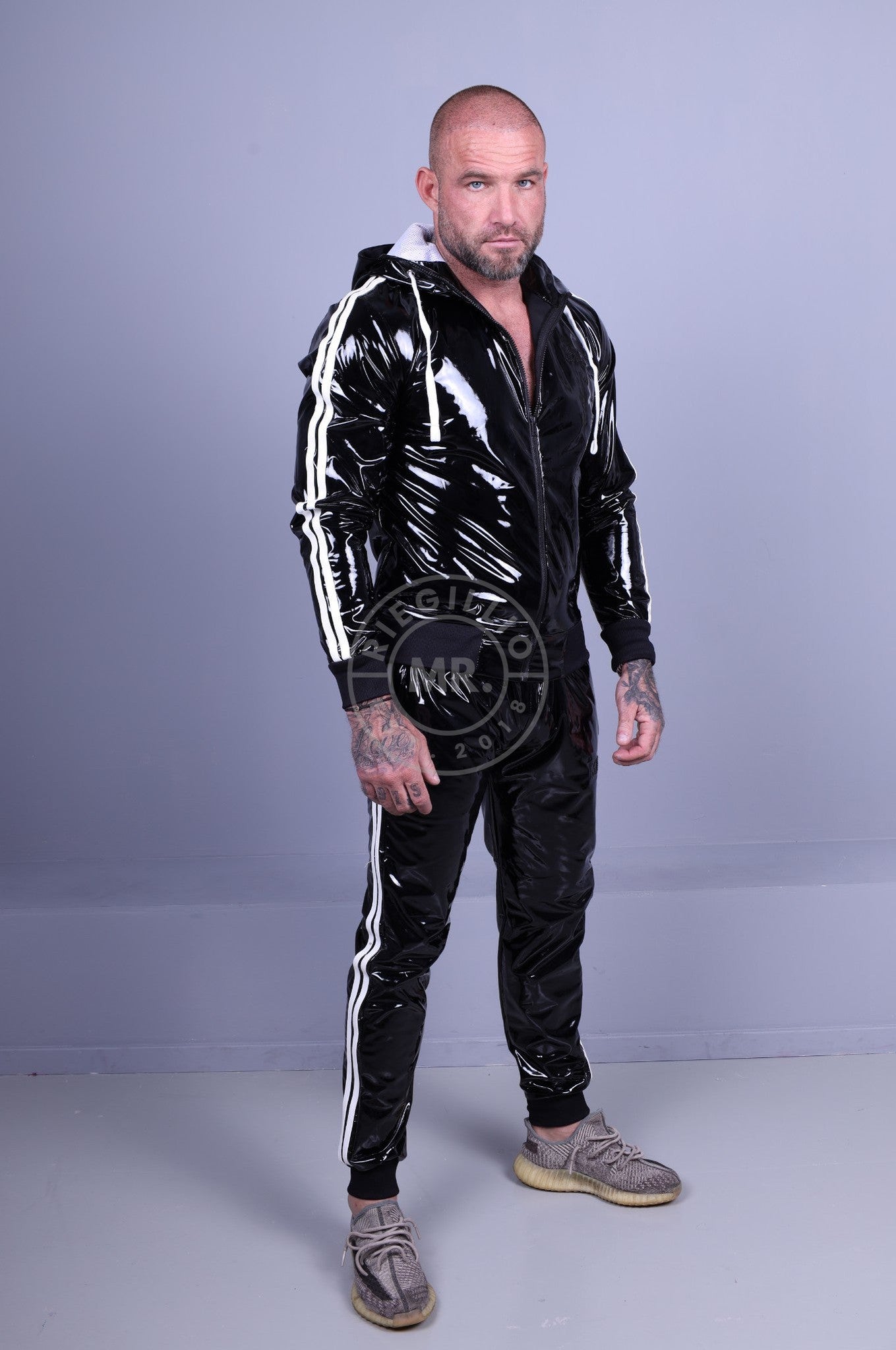 PVC Tracksuit Pants - WHITE STRIPES