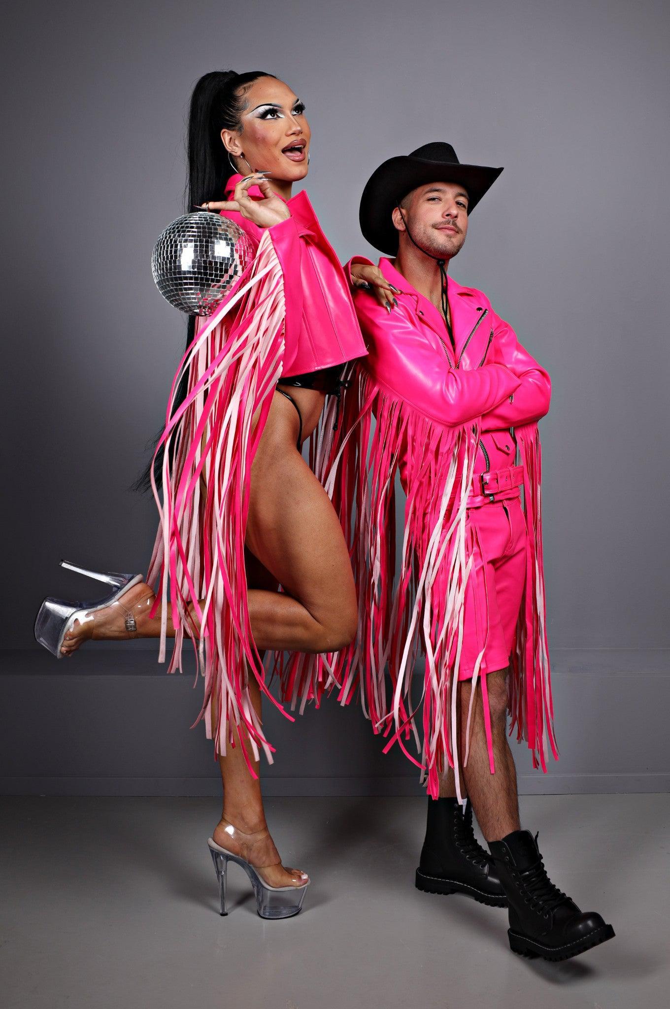 MR. Fringe Biker Jacket - Neon Pink at MR. Riegillio