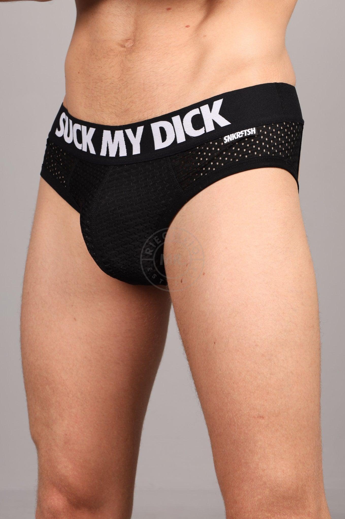 SNKRFTSH Mesh Jock SUCK MY DICK - Black at MR. Riegillio