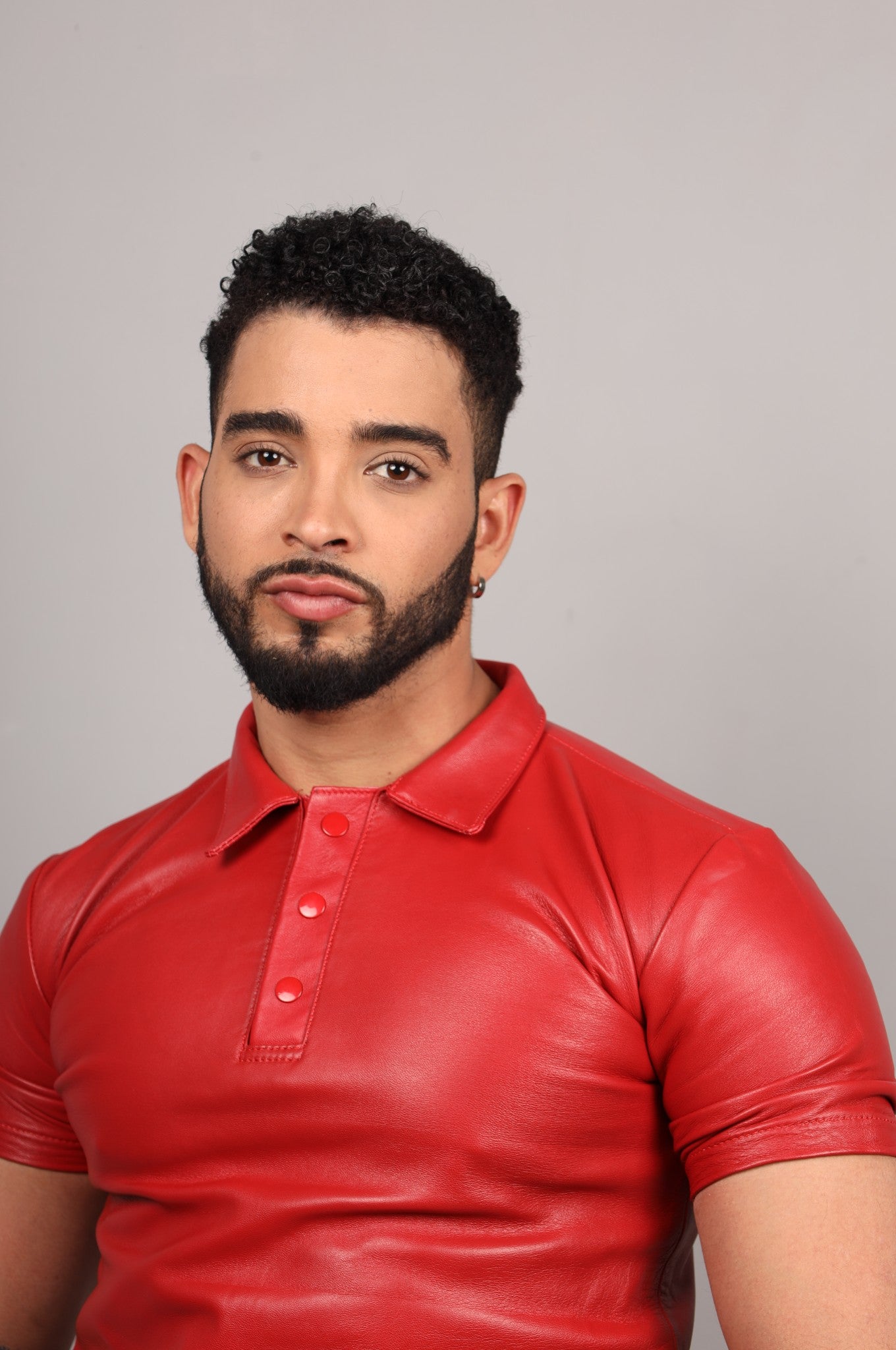 Red Leather Polo Shirt