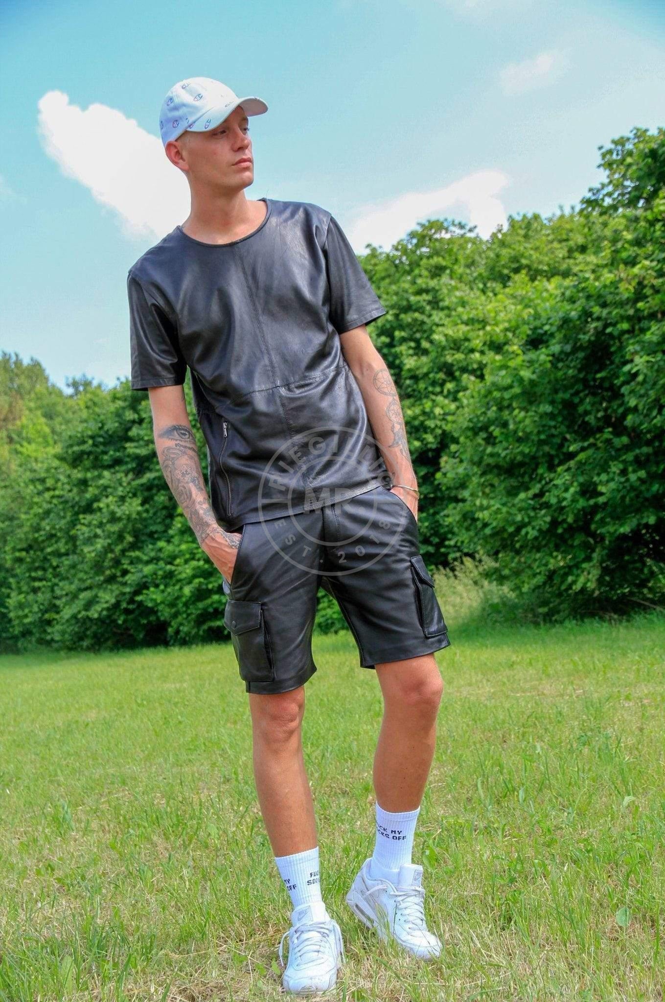 Black Leather Tee - without Lining at MR. Riegillio