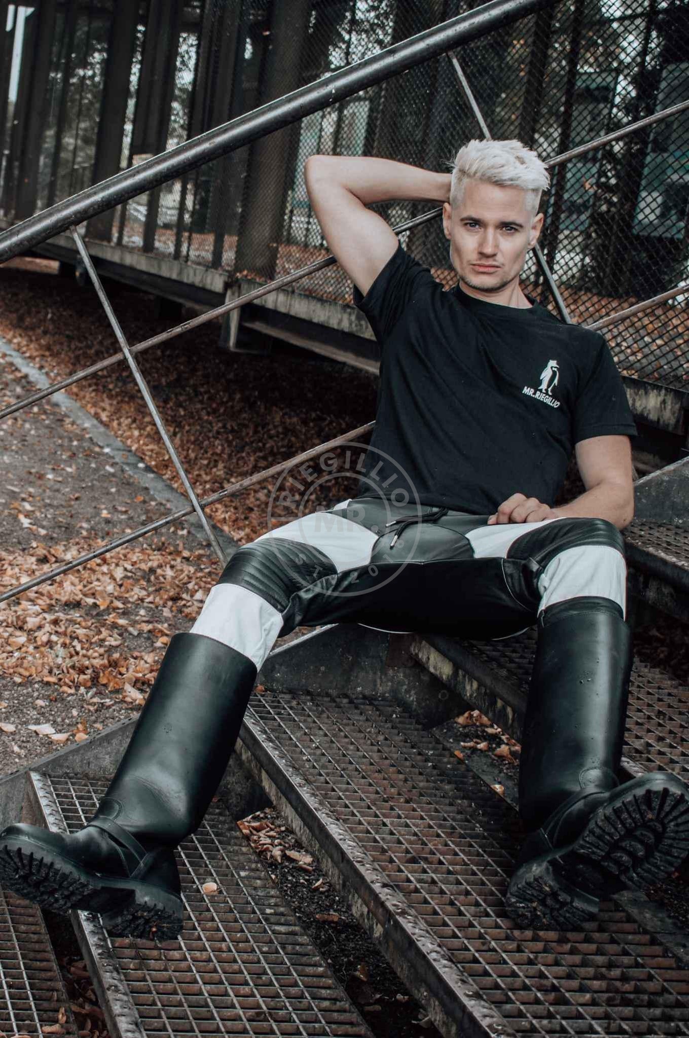 Leather Jogger Black&White at MR. Riegillio