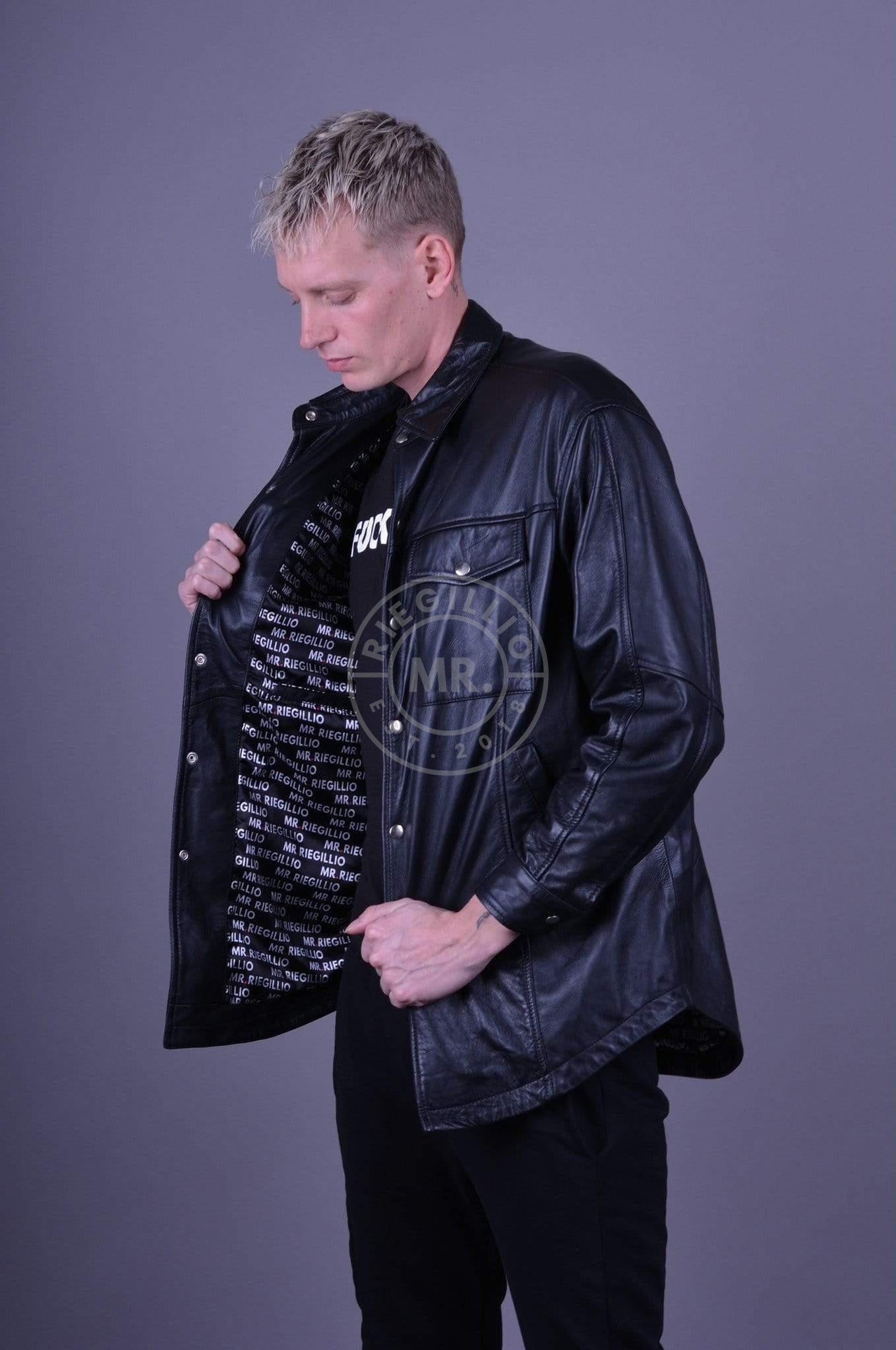 Black Leather Oversized Shirt at MR. Riegillio