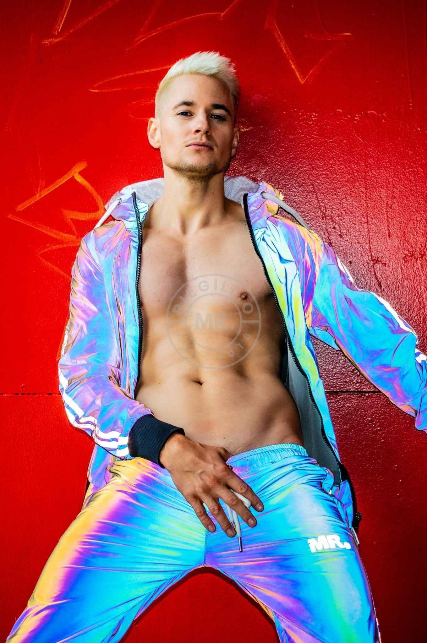 Reflective Tracksuit Pants Blue at MR. Riegillio