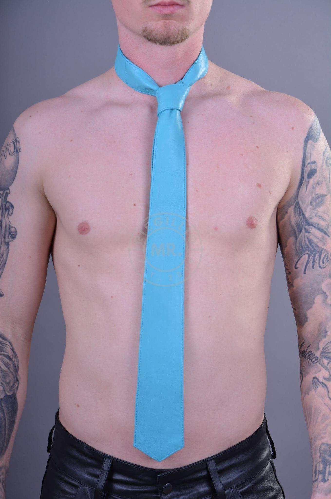 Turquoise Leather Tie at MR. Riegillio