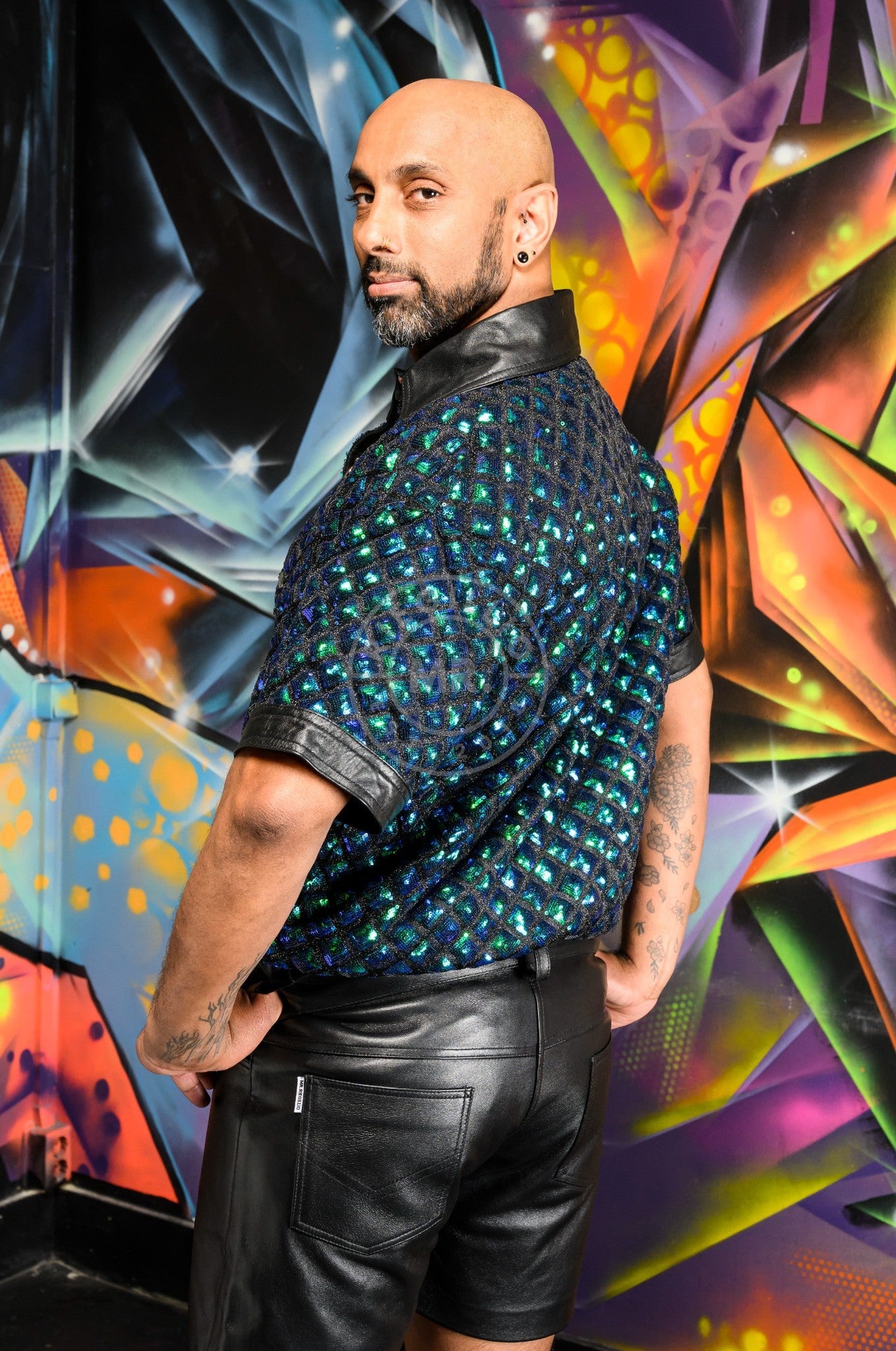 Square Sequin Shirt Green at MR. Riegillio