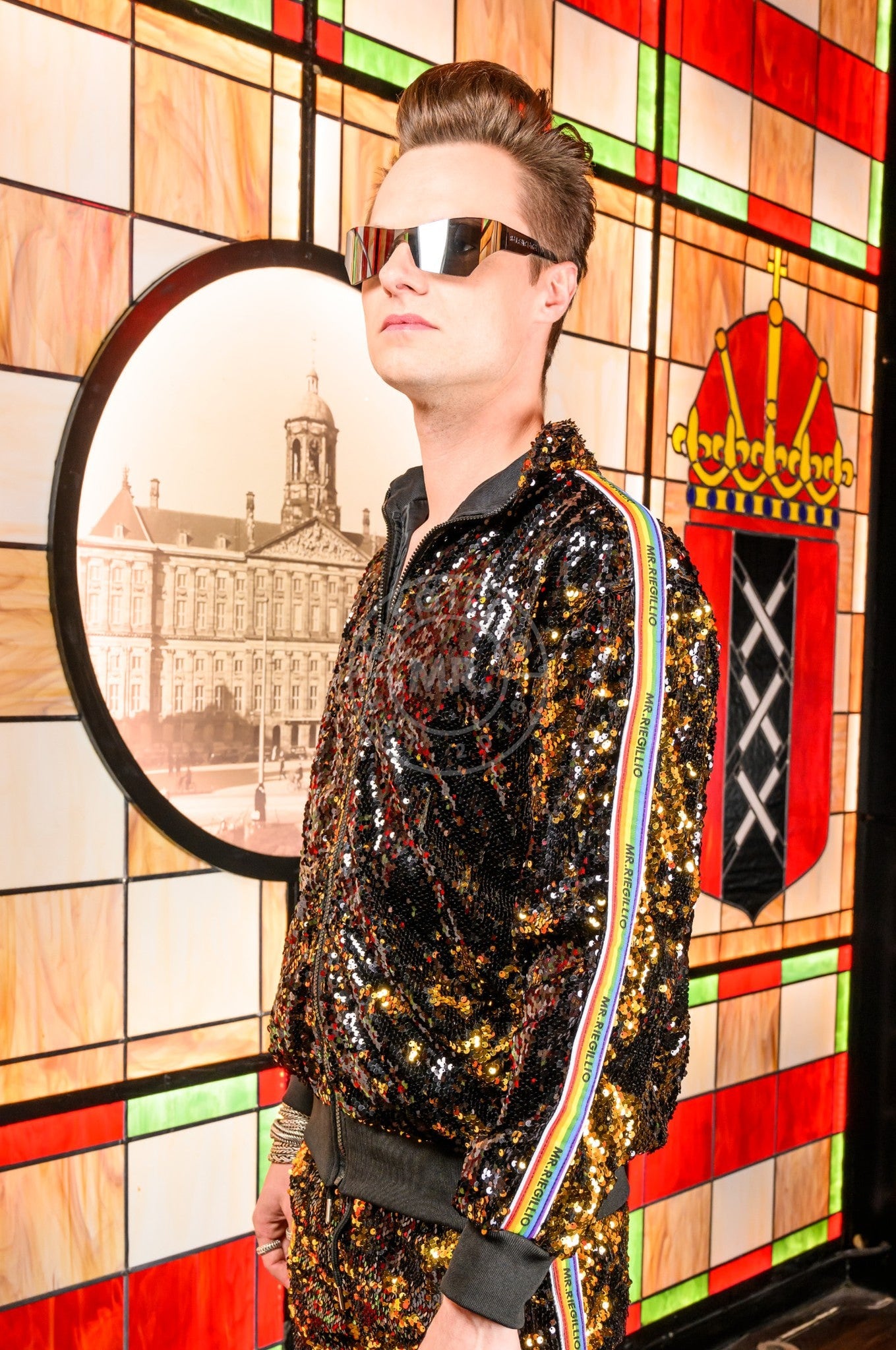 Black - Gold Sequin Proud Jacket at MR. Riegillio