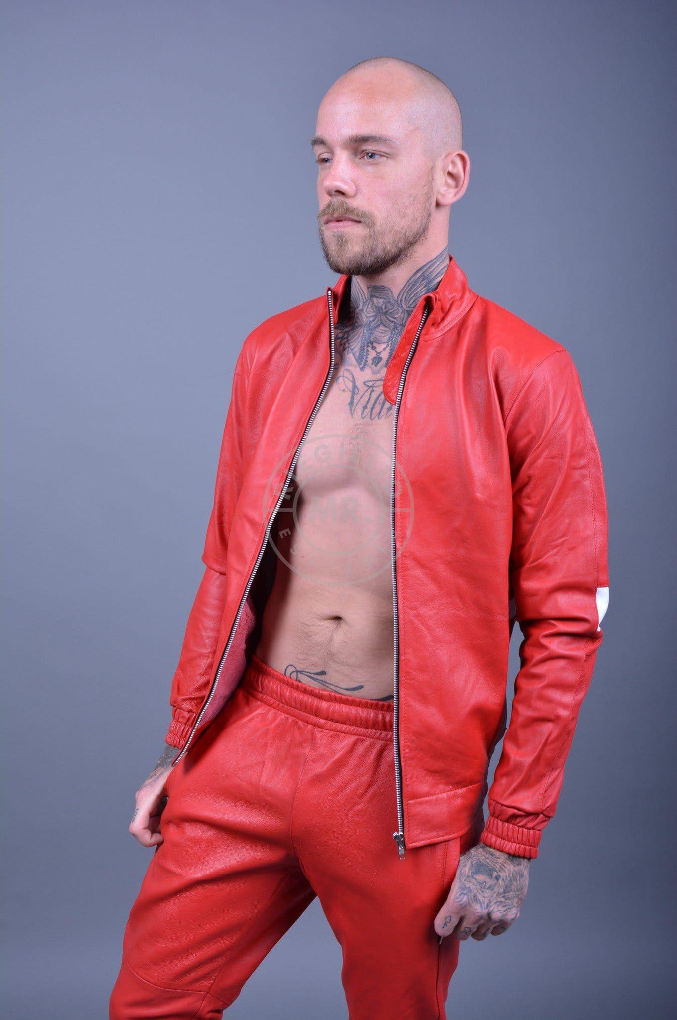 Red Leather Tracksuit Jacket *DISCONTINUED ITEM*-at MR. Riegillio