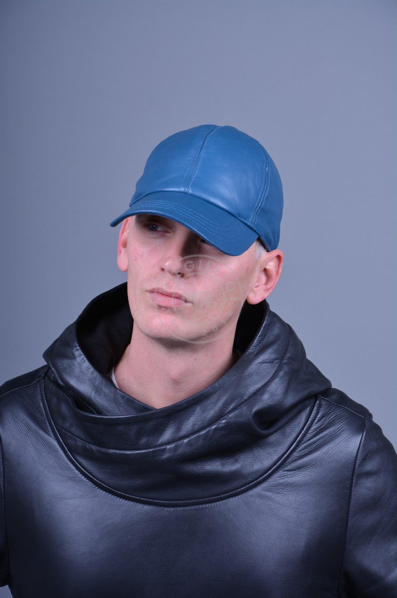 Jeans Blue Leather Cap at MR. Riegillio