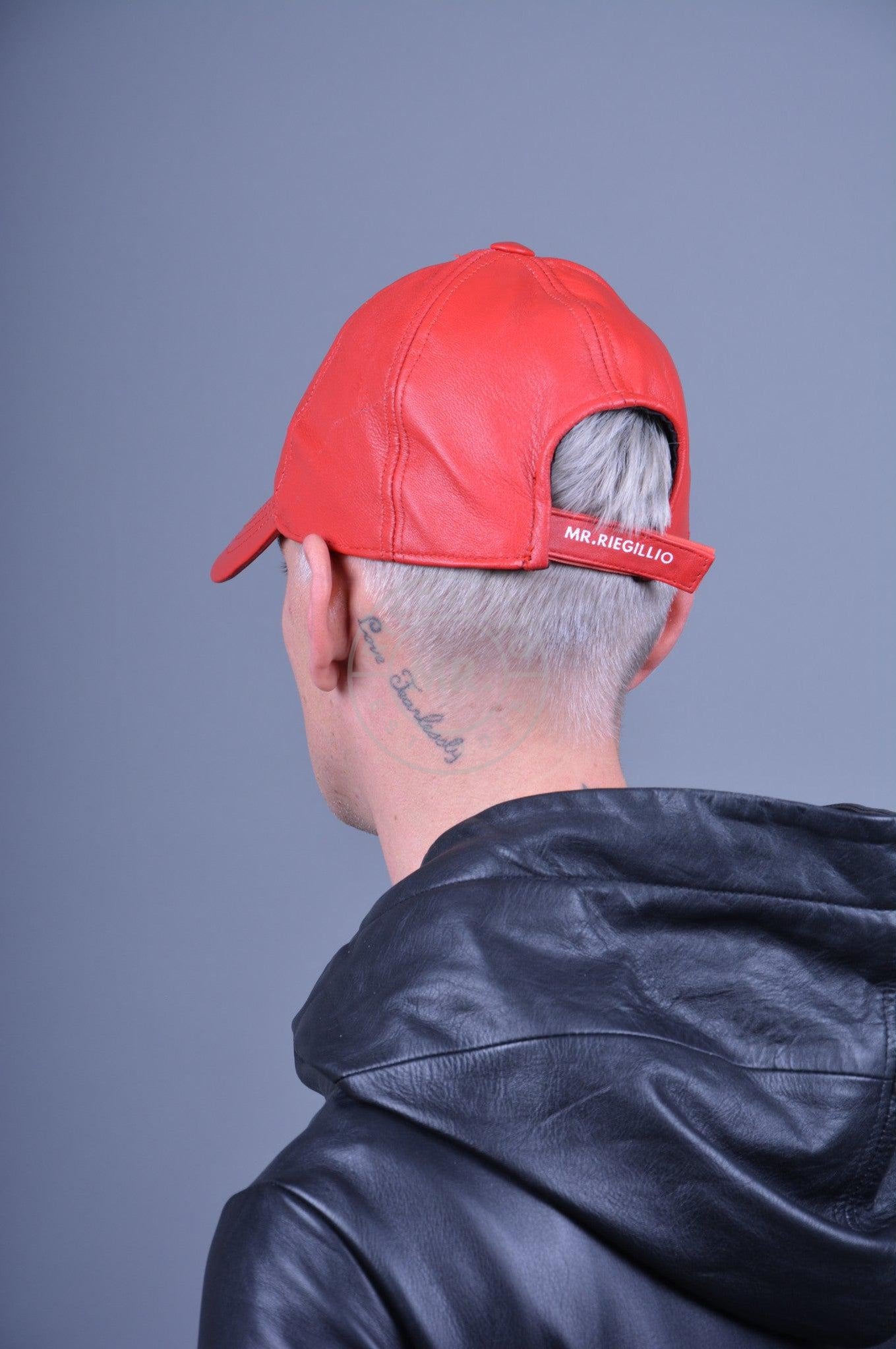 Red Leather Cap at MR. Riegillio