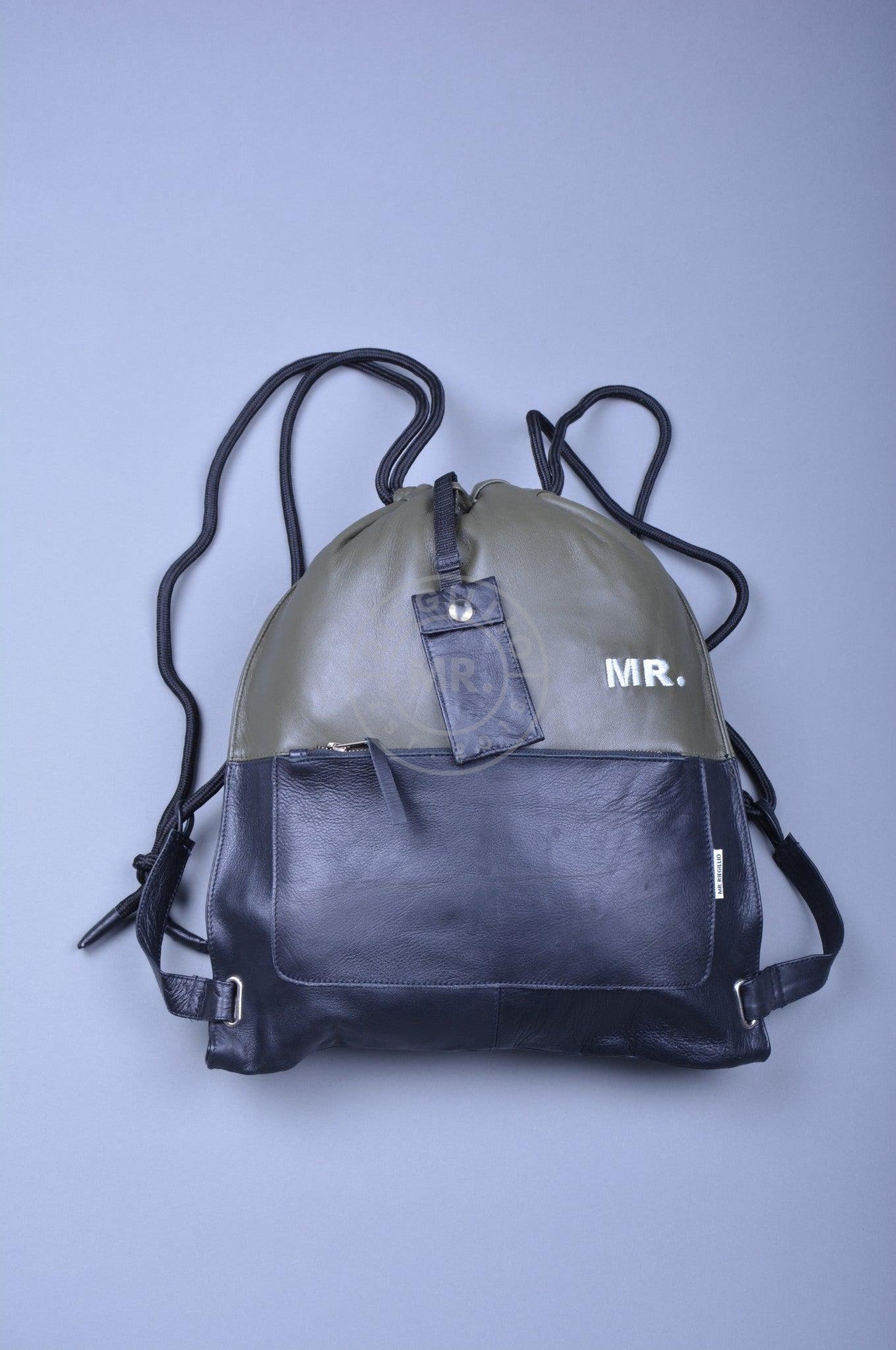 Leather Backpack Camo Green-at MR. Riegillio