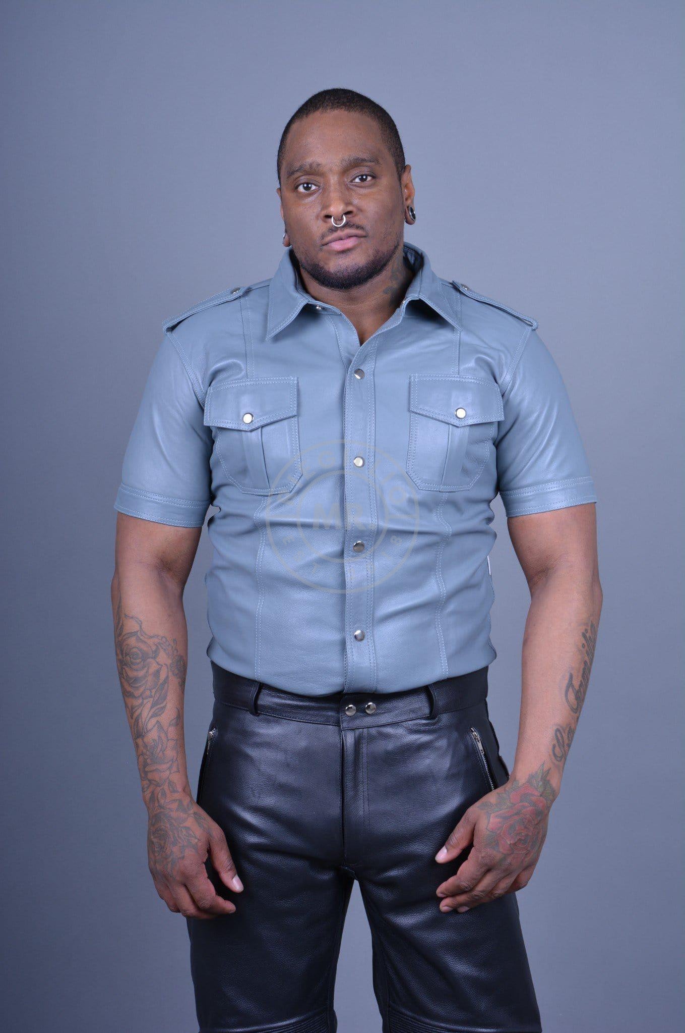 Slate Grey Leather Shirt at MR. Riegillio