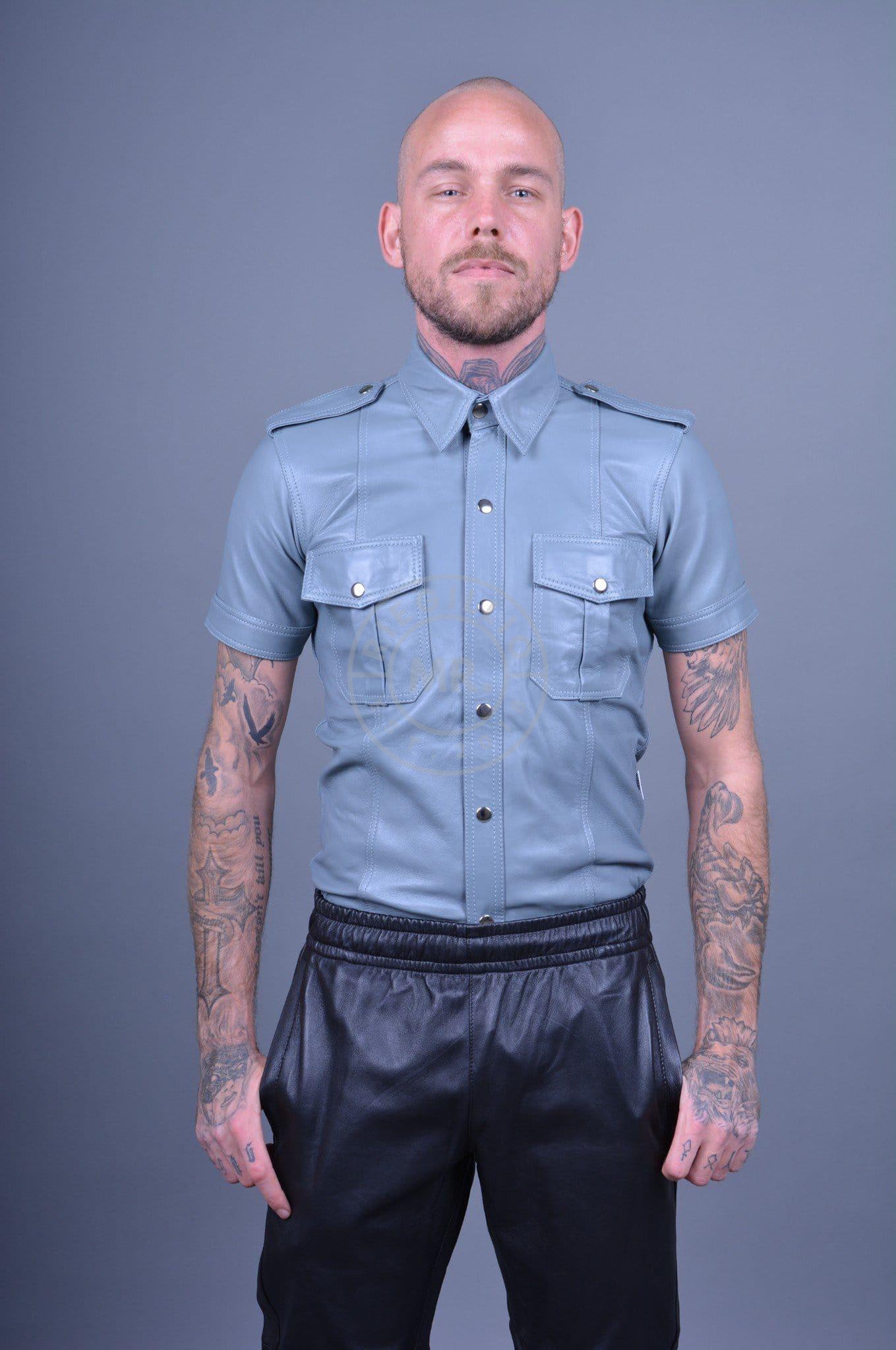 Slate Grey Leather Shirt at MR. Riegillio