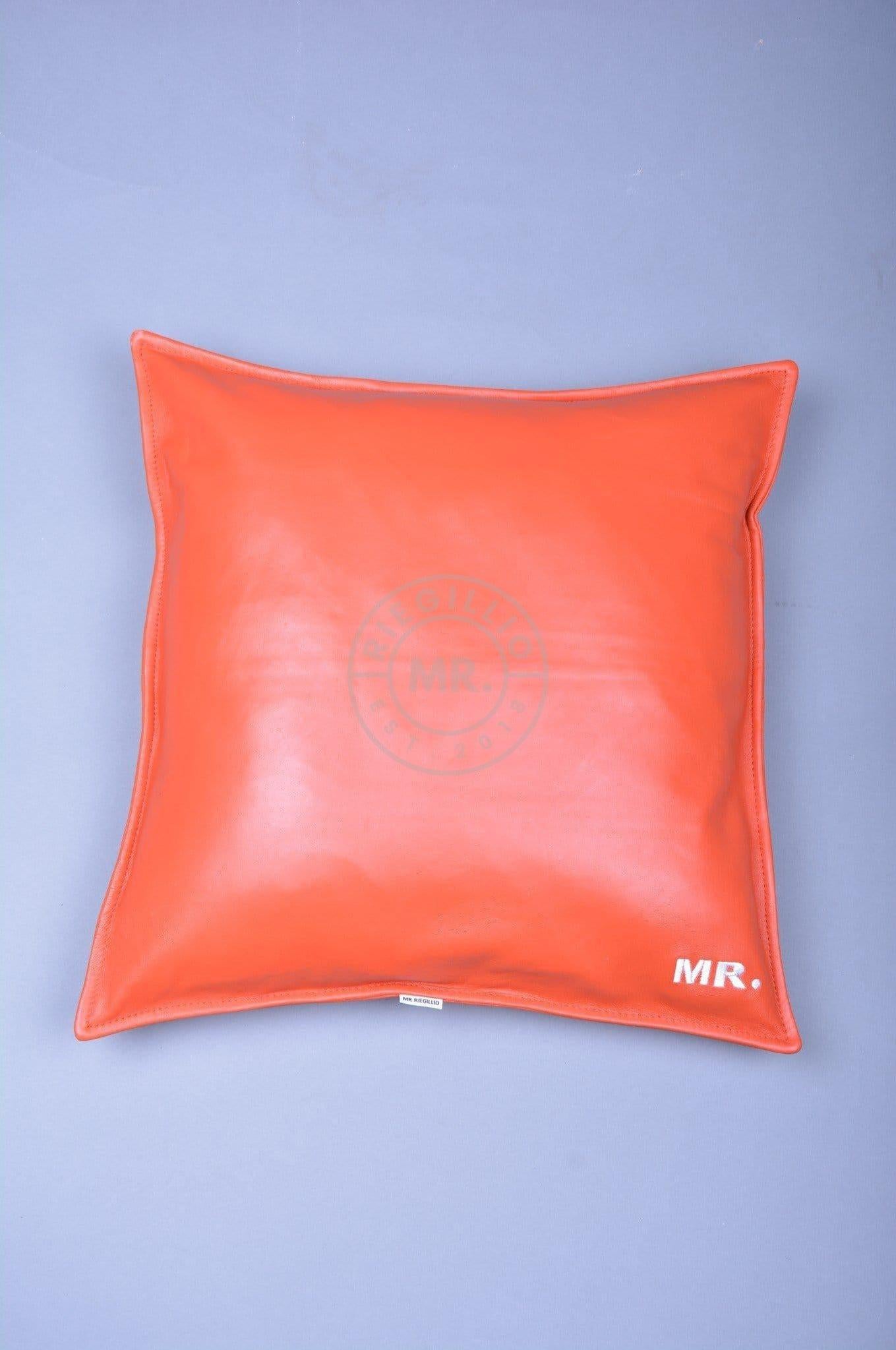 Orange Leather Pillow at MR. Riegillio