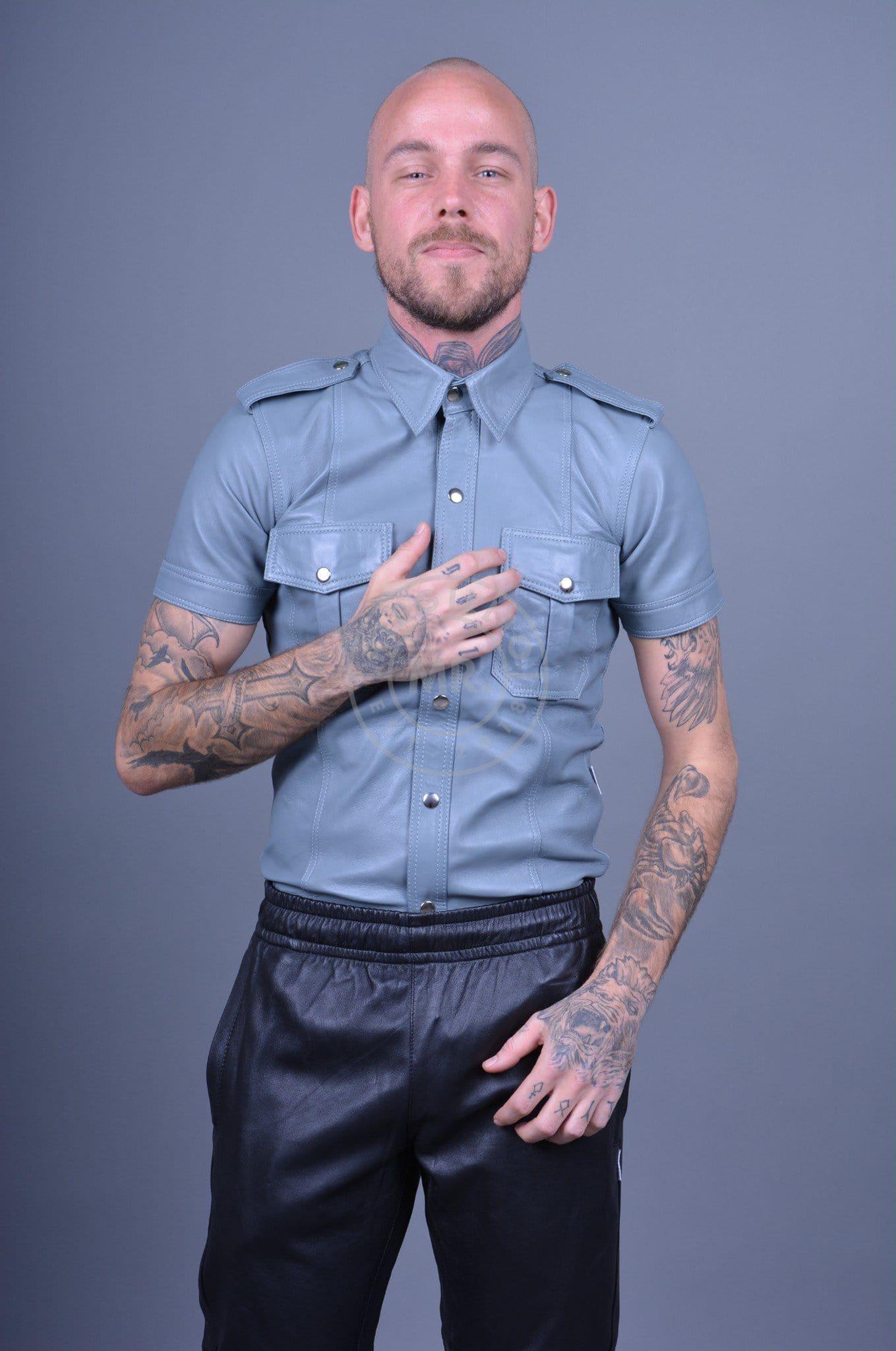 Slate Grey Leather Shirt at MR. Riegillio