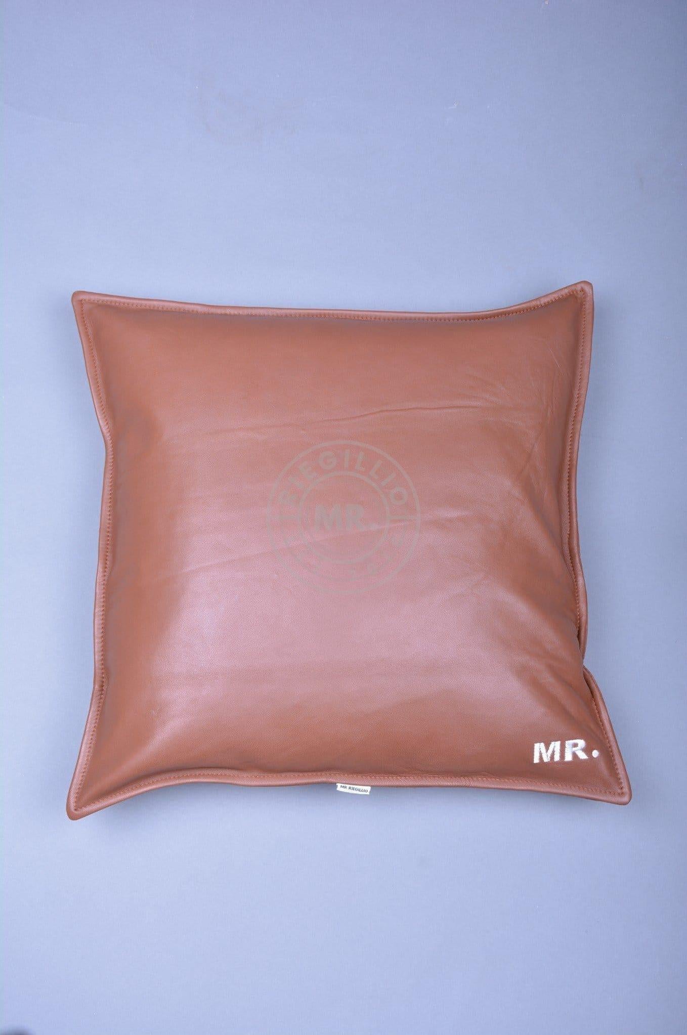 Cinnamon Brown Leather Pillow at MR. Riegillio