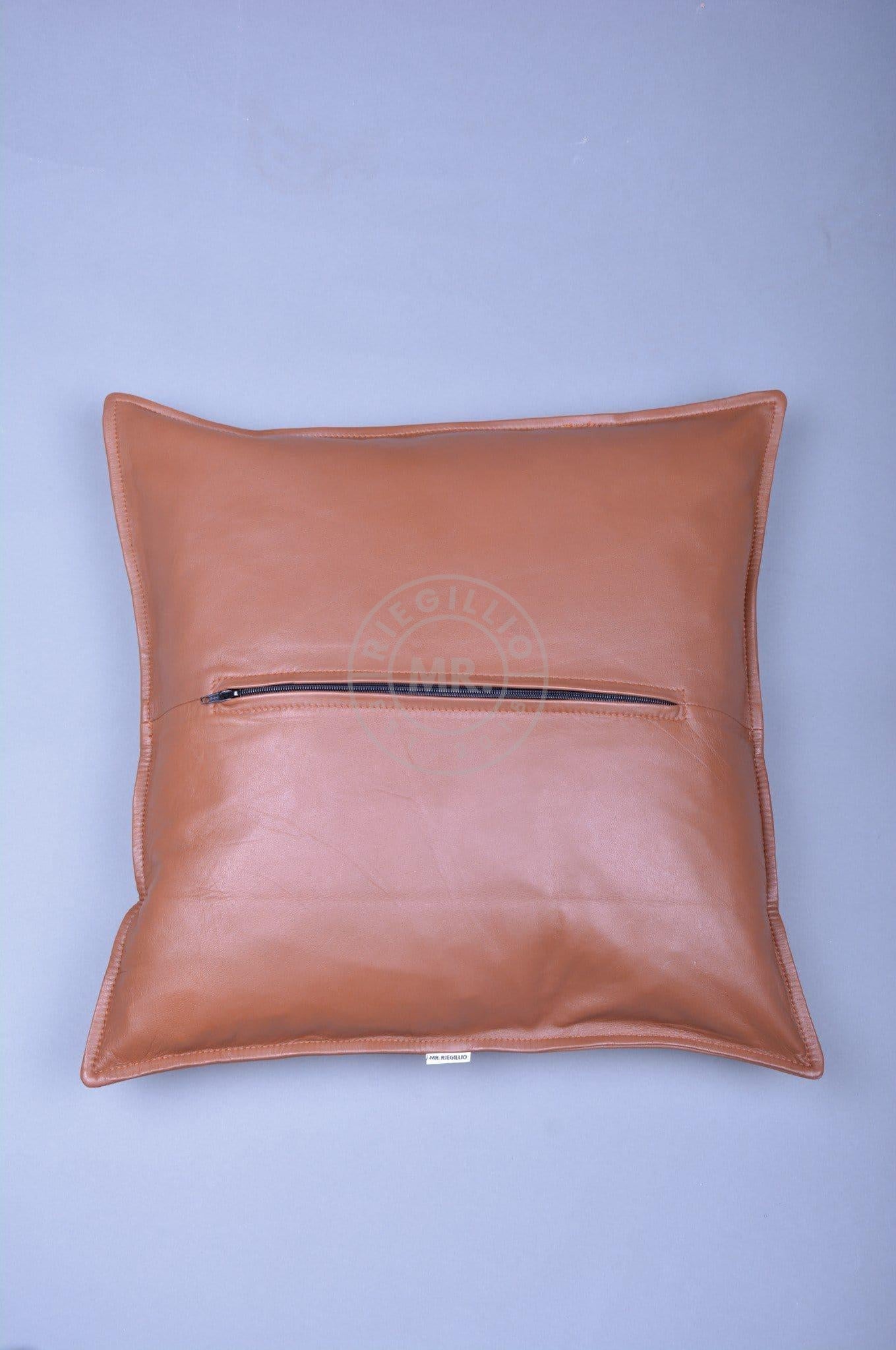 Cinnamon Brown Leather Pillow at MR. Riegillio