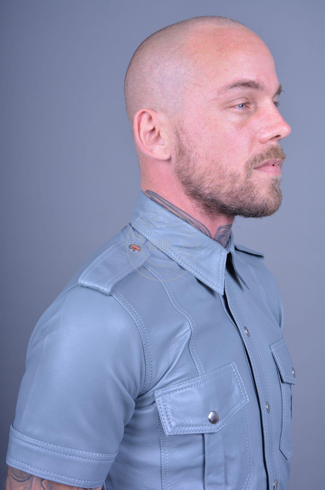 Slate Grey Leather Shirt at MR. Riegillio