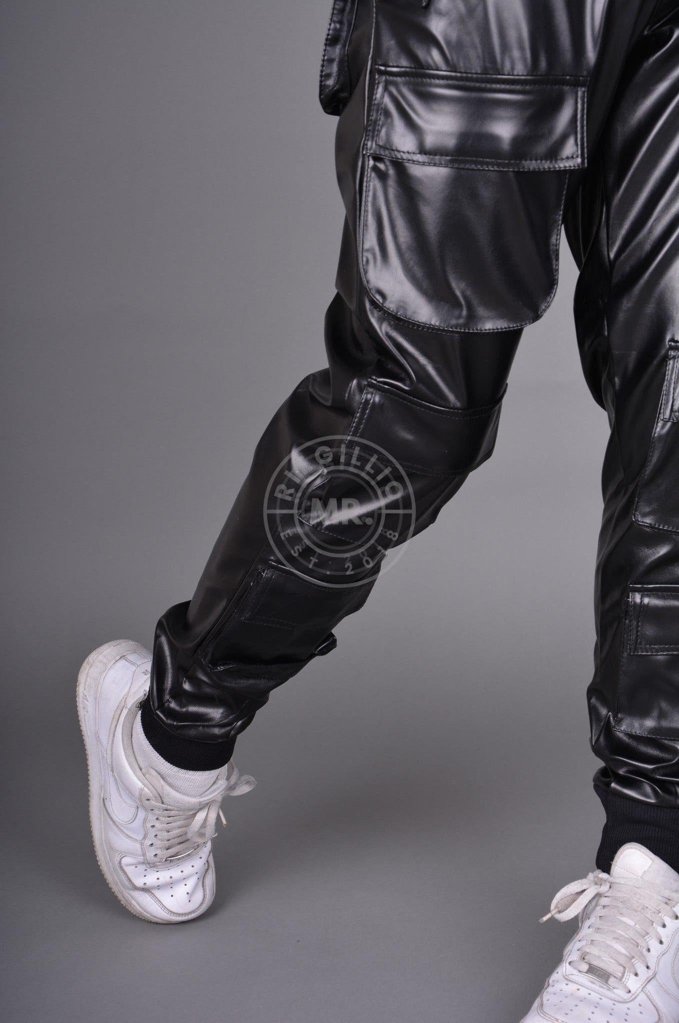 Vegan Leather Black Utility Pants at MR. Riegillio